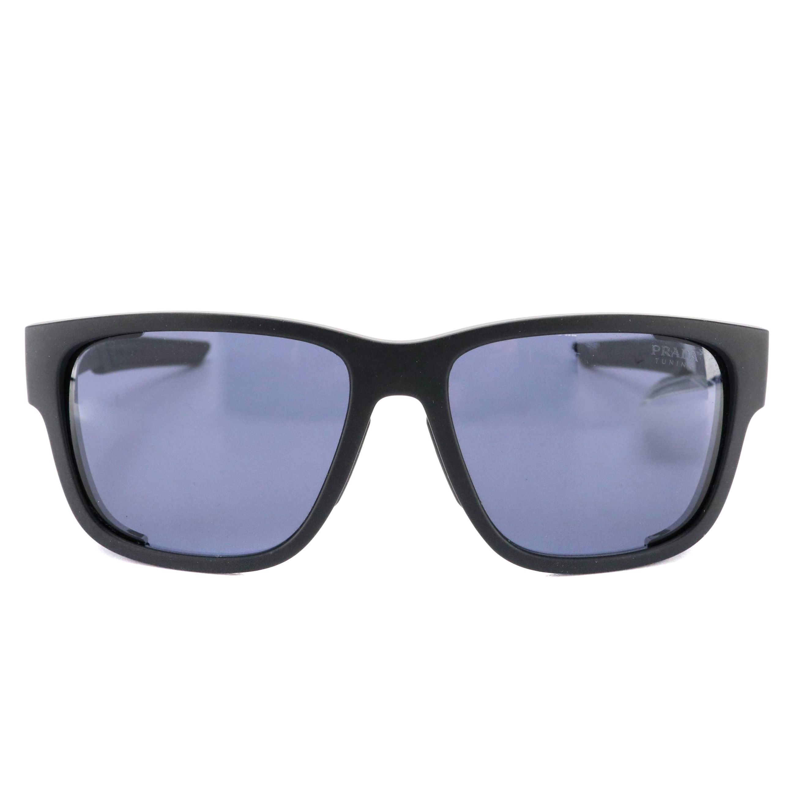 Men's Prada Linea Rossa 0PS 07WS DG0-09R Matte Black Rubber Sport Sunglasses