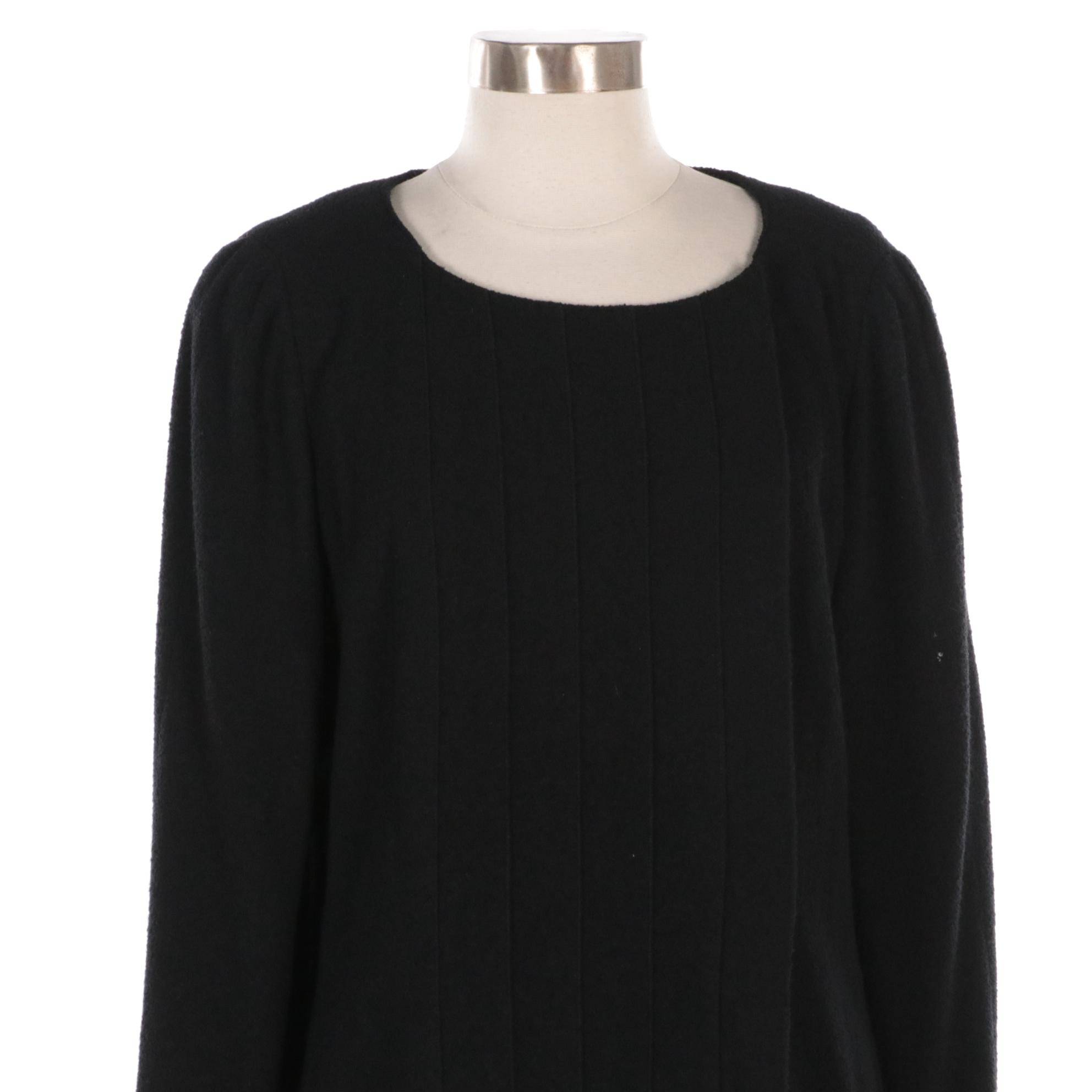 Chanel Vintage Black Worsted Wool Pleated Skirt Suit, 1999