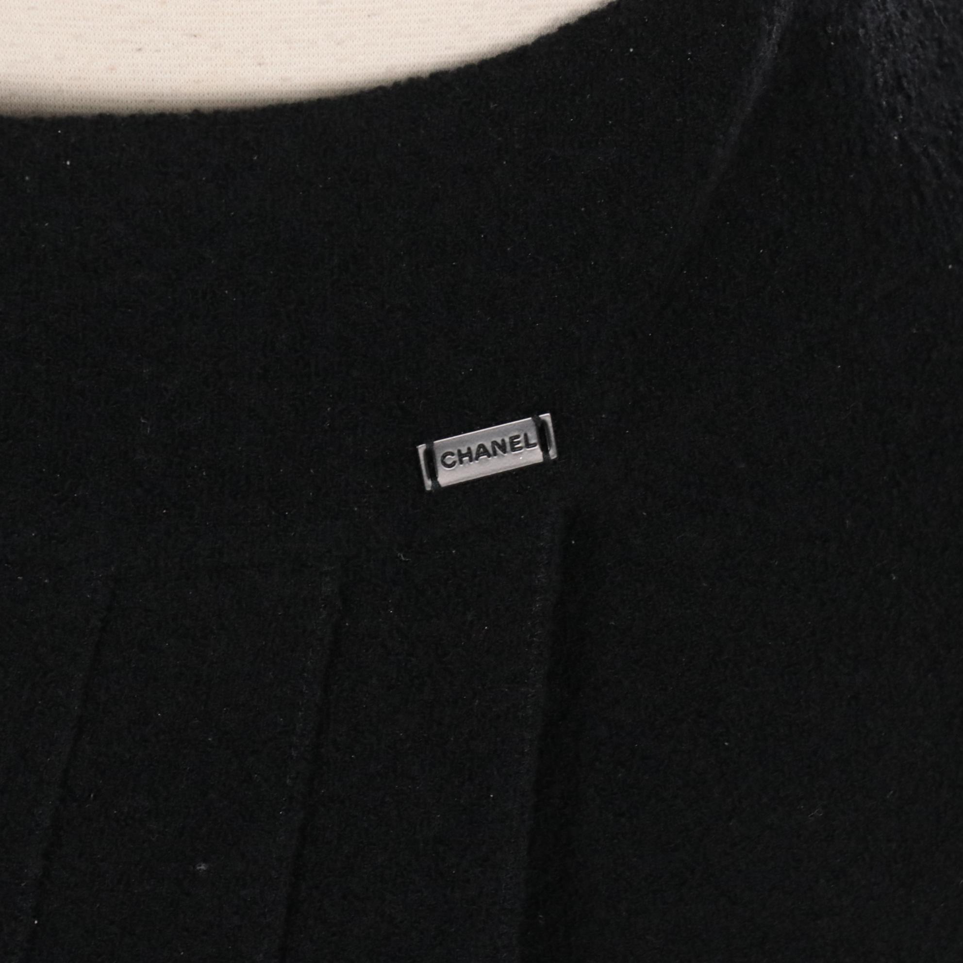 Chanel Vintage Black Worsted Wool Pleated Skirt Suit, 1999