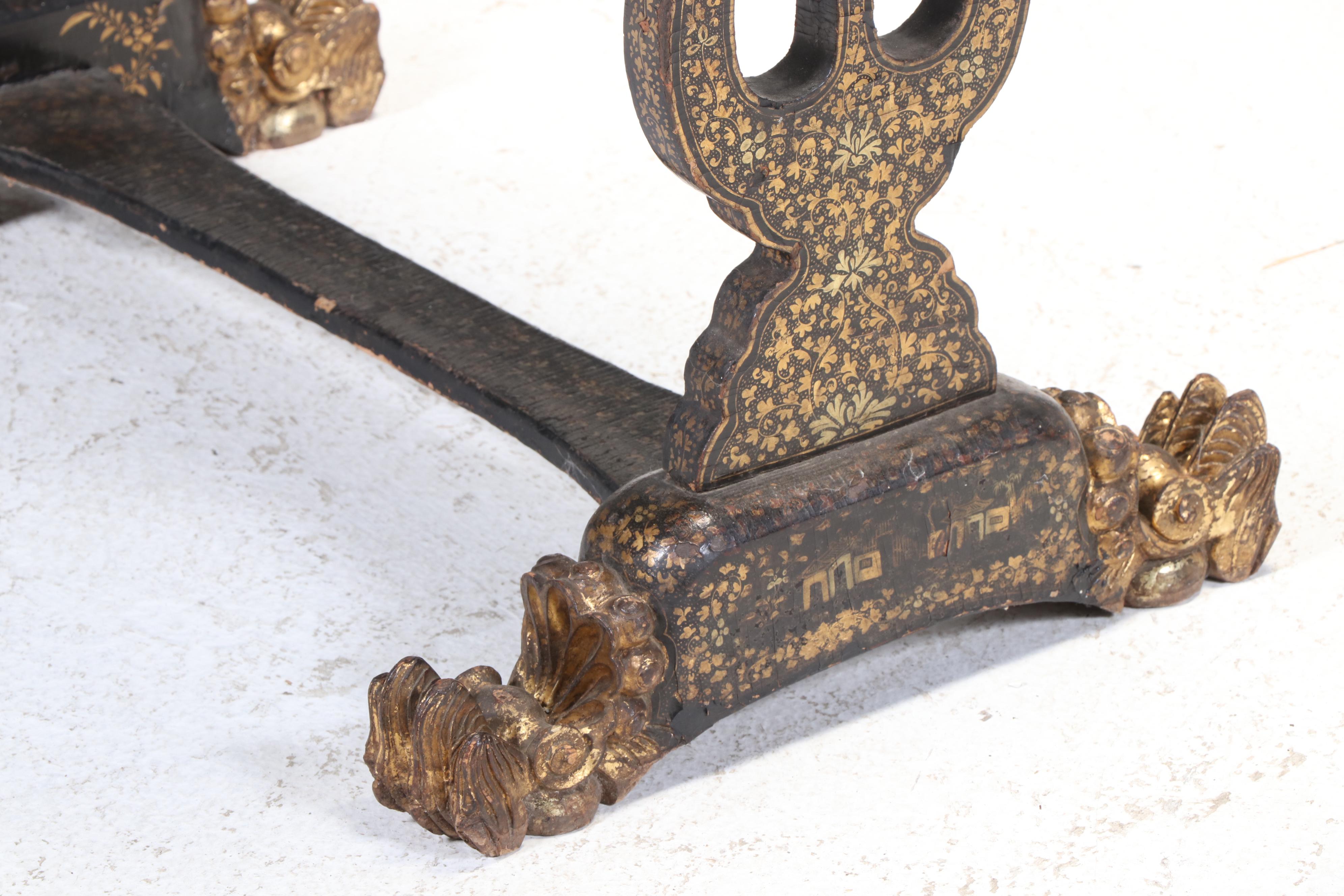 Chinese Black and Gilt-Lacquered Sewing Table, 19th Century