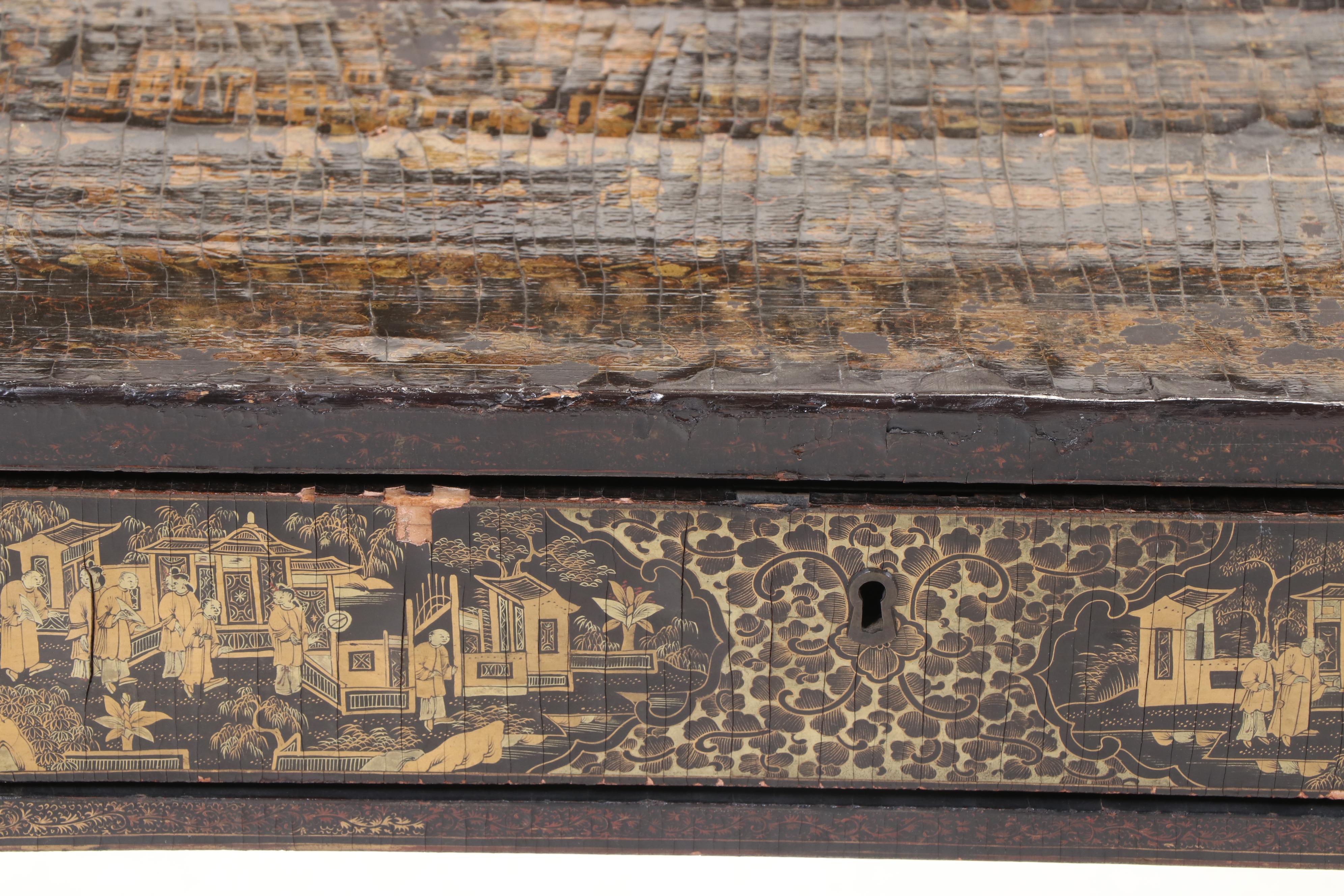 Chinese Black and Gilt-Lacquered Sewing Table, 19th Century