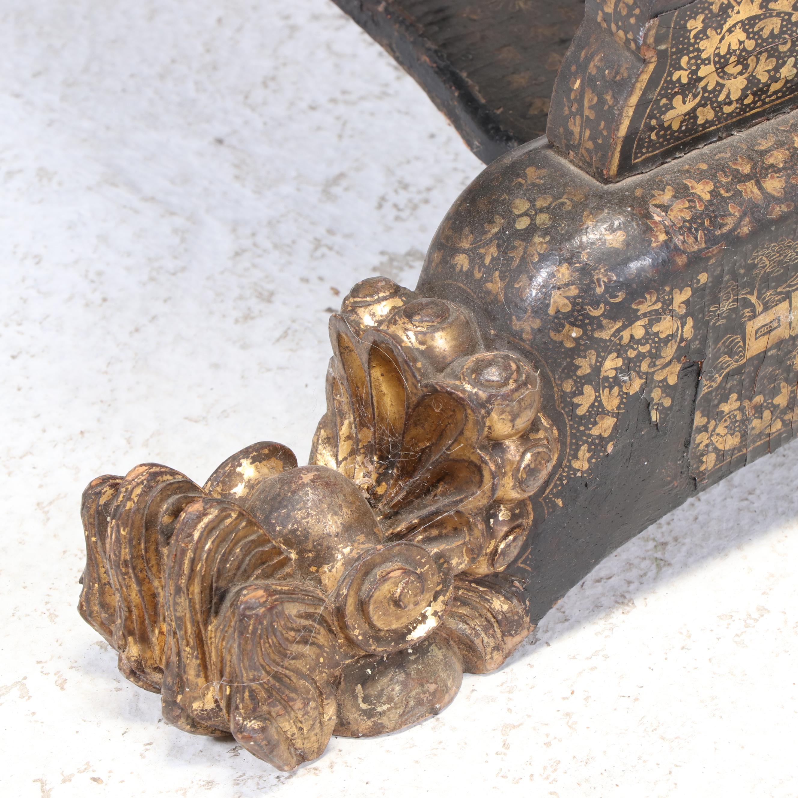 Chinese Black and Gilt-Lacquered Sewing Table, 19th Century