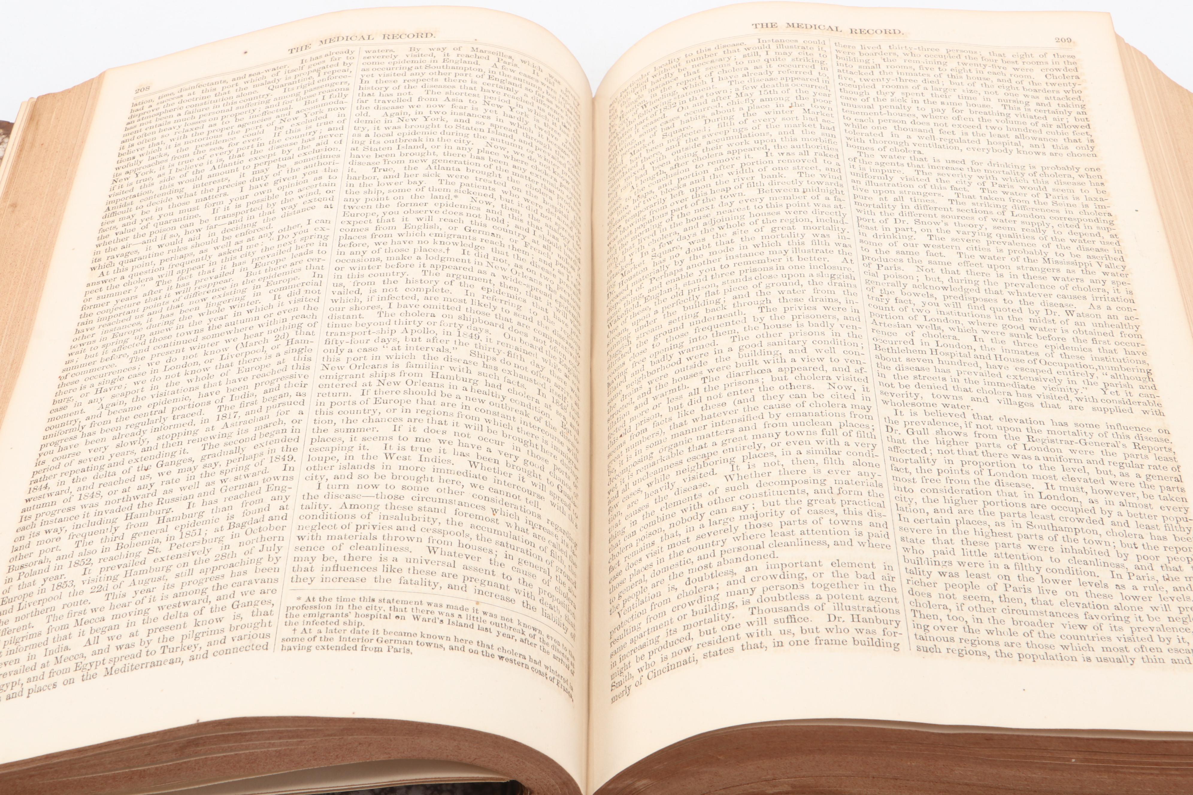 "The Medical Record" Incomplete Series Edited by George F. Shady, 1867