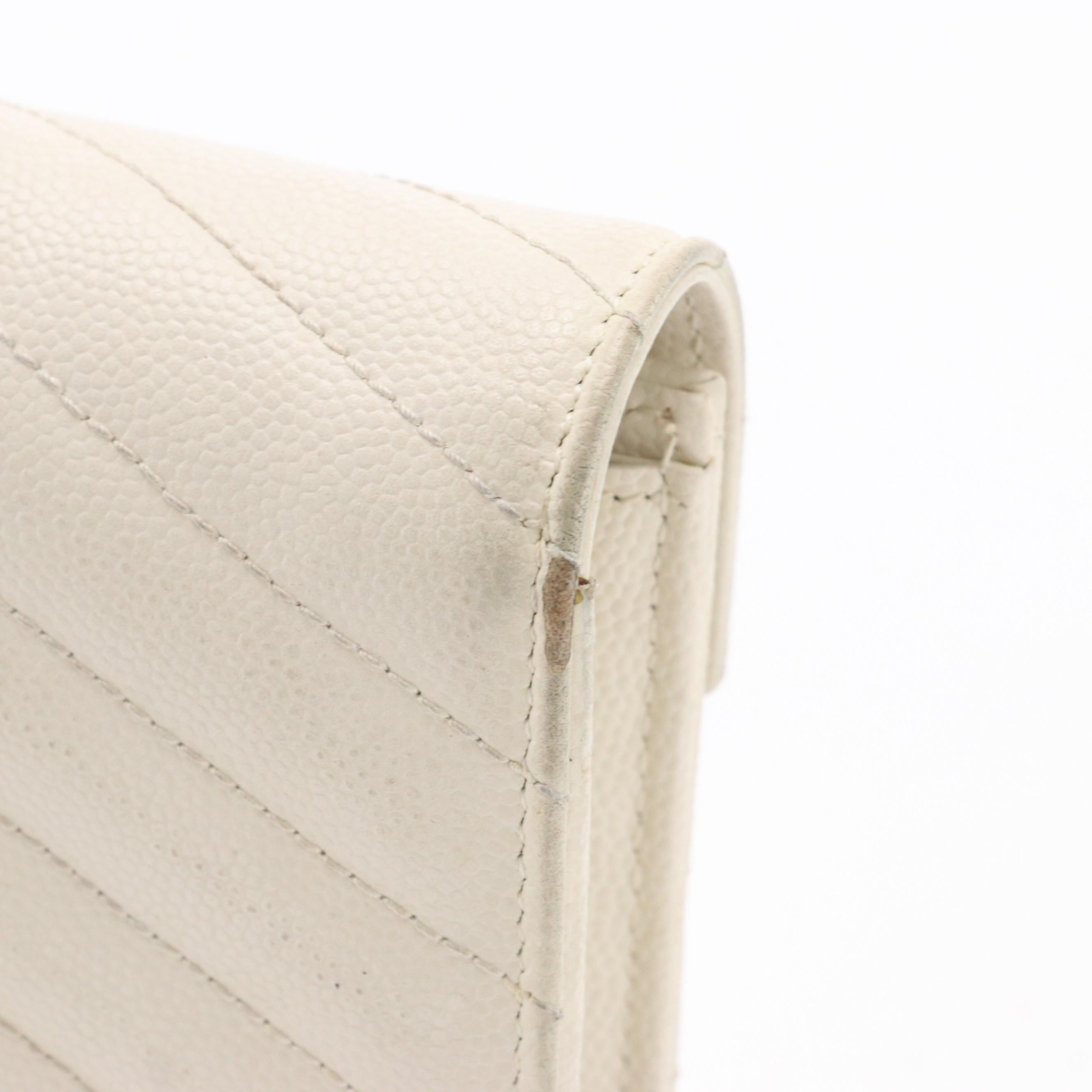 Saint Laurent YSL Cassandre Envelope Wallet in Chevron Quilted Grained Leather