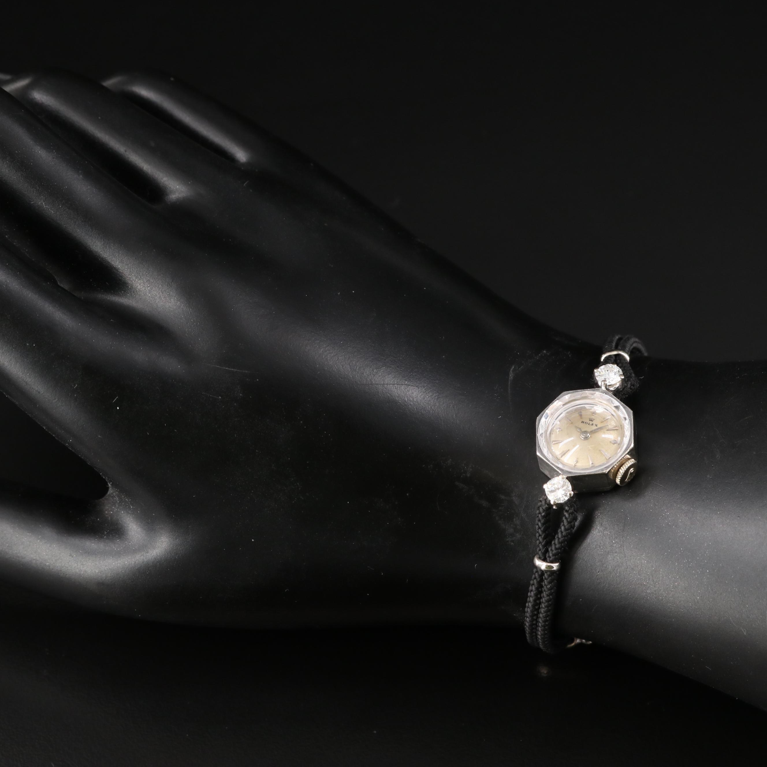 Vintage Rolex 14K Octagon Shape Diamond Watch