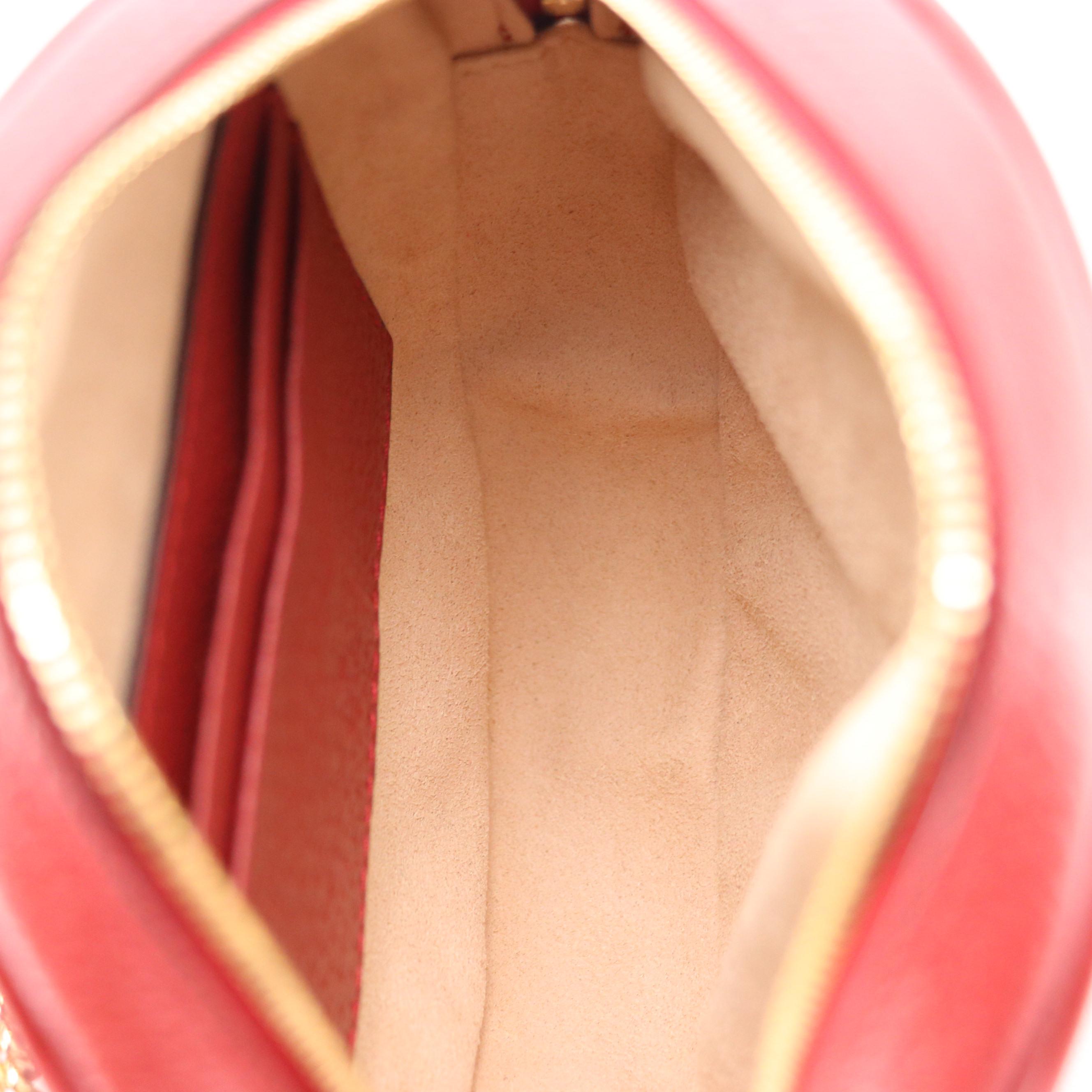 Gucci Ophidia Round Mini Backpack in Flora GG Supreme Canvas and Red Leather