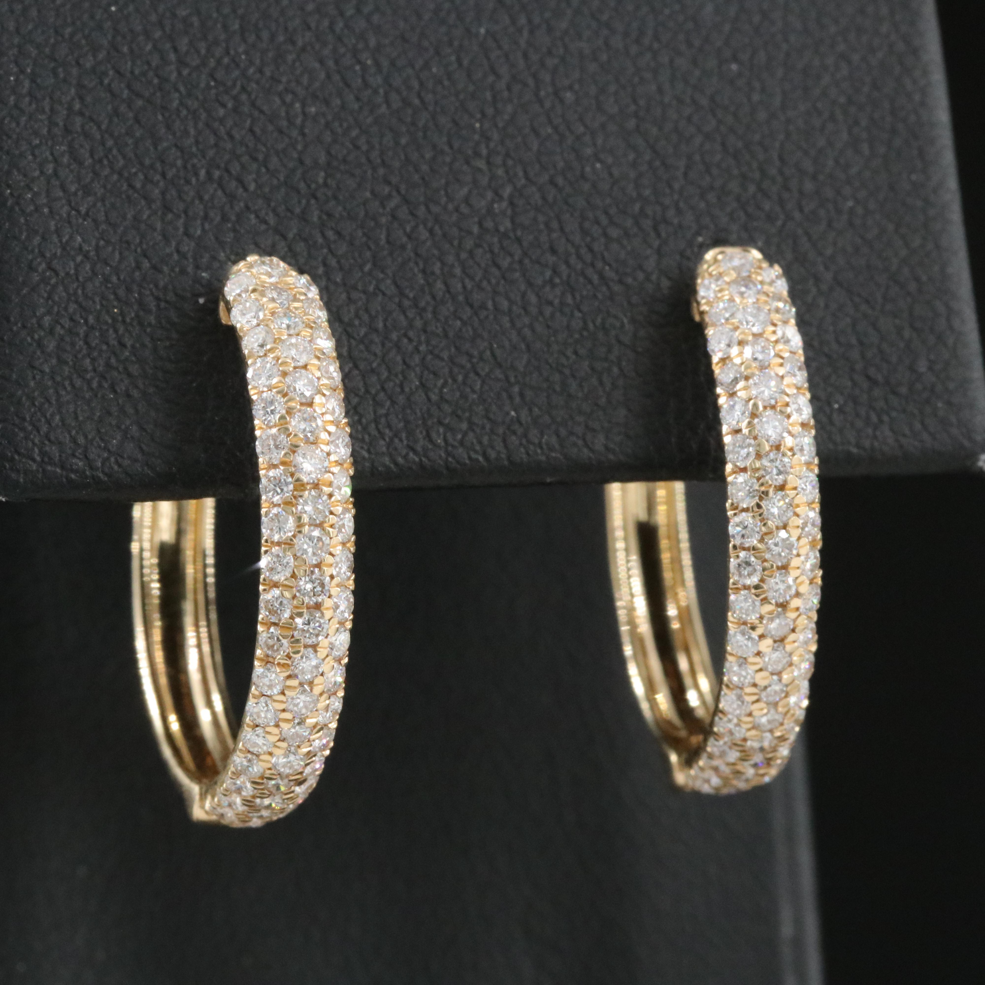 14K 1.44 CTW Diamond Hoop Earrings