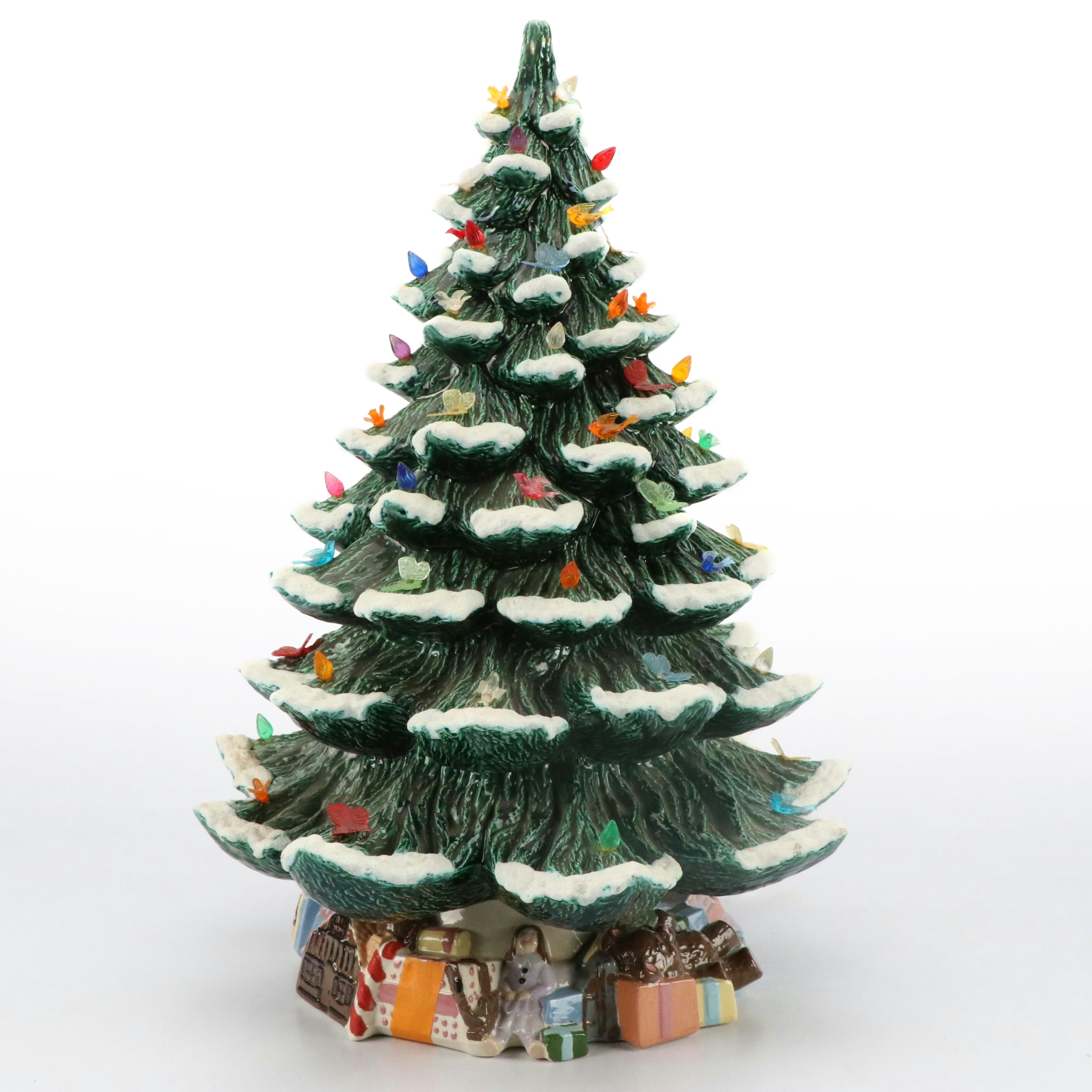 Atlantic Mold Illuminated Ceramic Tabletop Christmas Tree, Late 20th Century