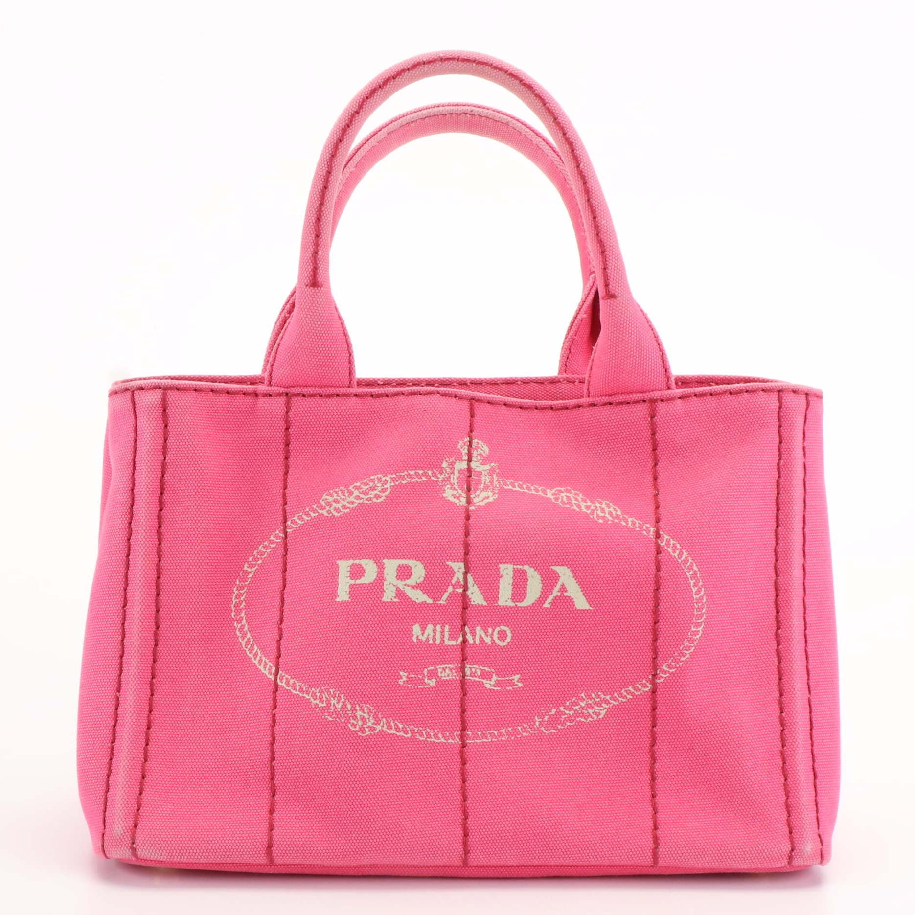 Prada Canapa Logo Tote Bag in Peonia Canvas