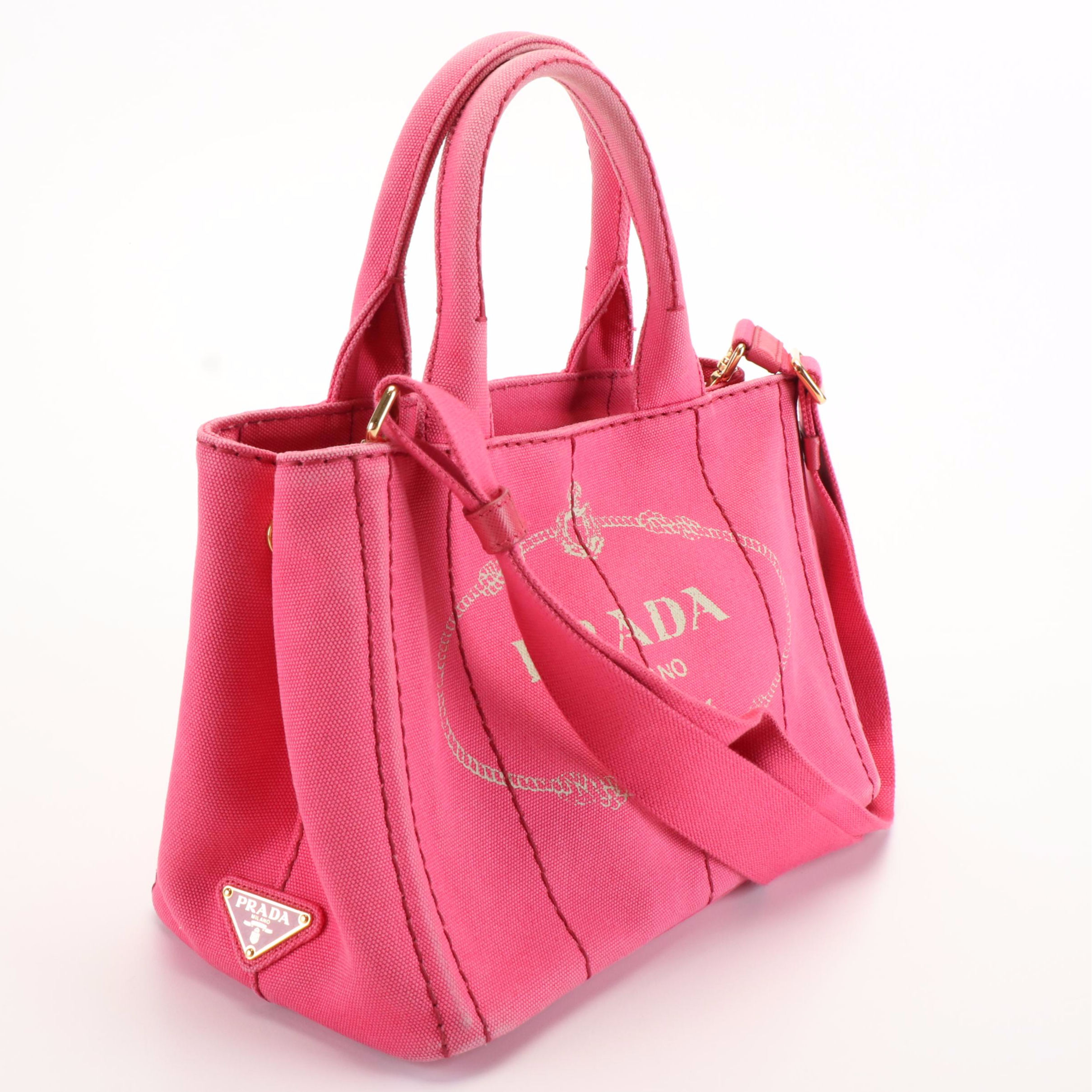 Prada Canapa Logo Tote Bag in Peonia Canvas