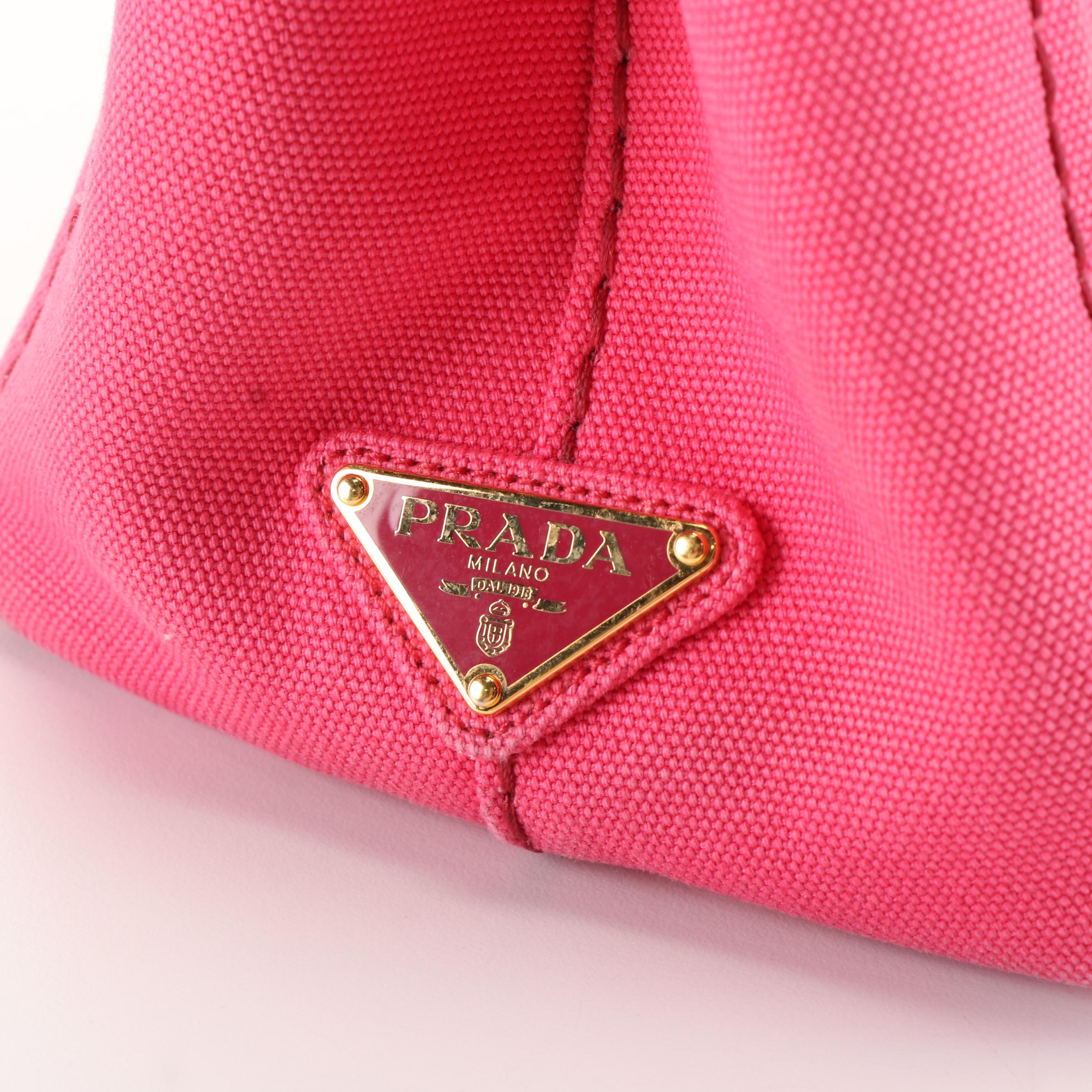 Prada Canapa Logo Tote Bag in Peonia Canvas