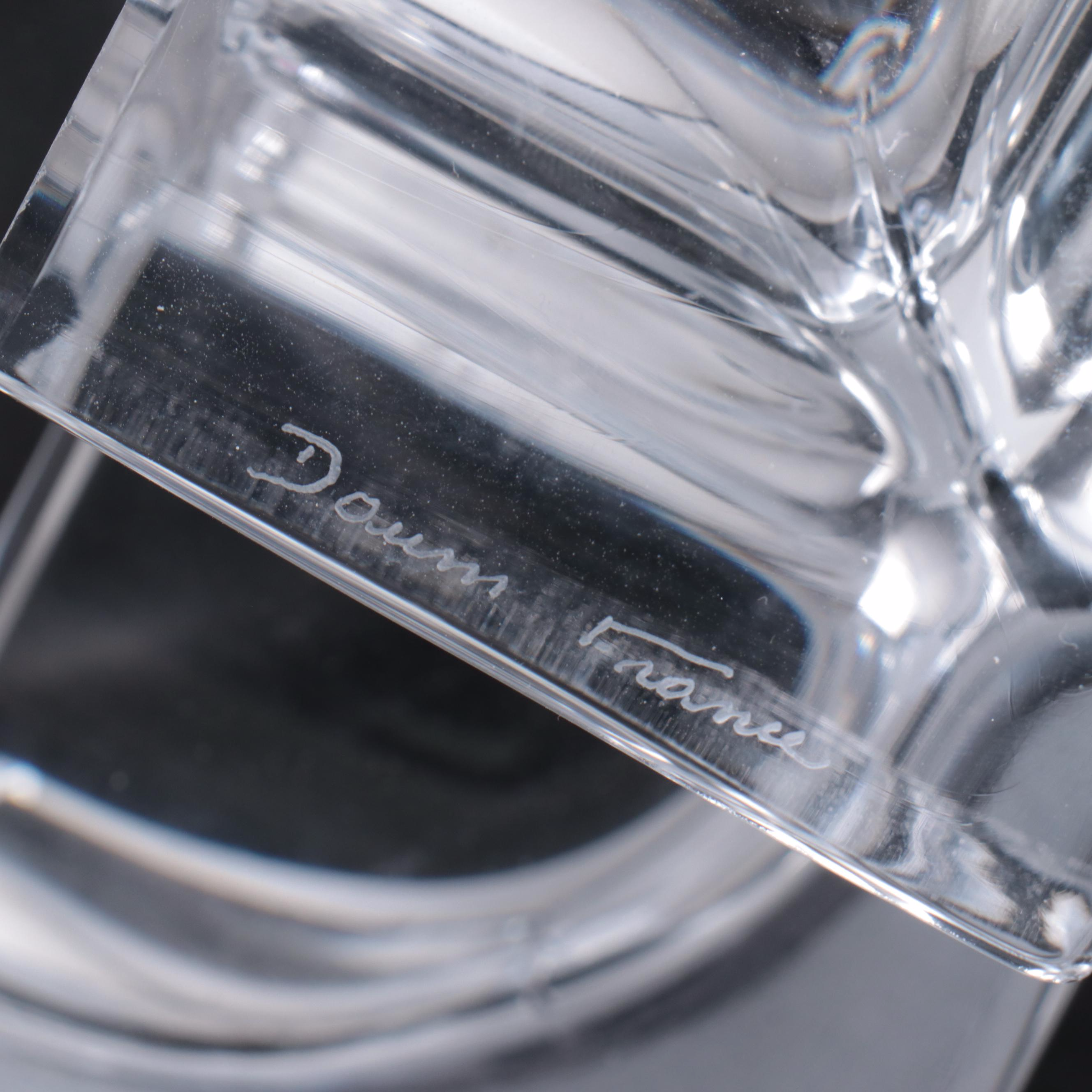 Daum of France Crystal Cube Ashtray with Blue Marble