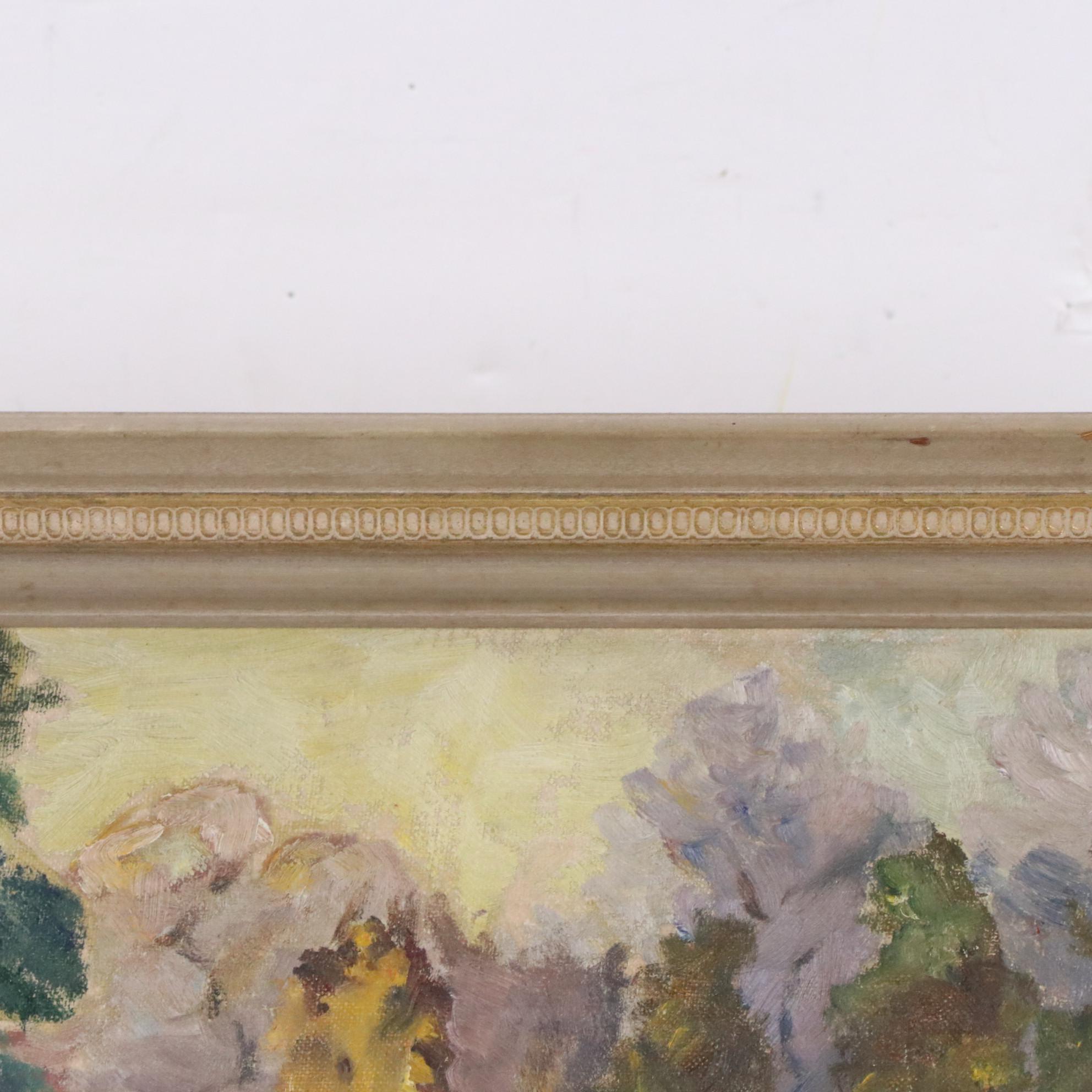 Modernist Oil Painting of Wintry Landscape, Early–Mid 20th Century