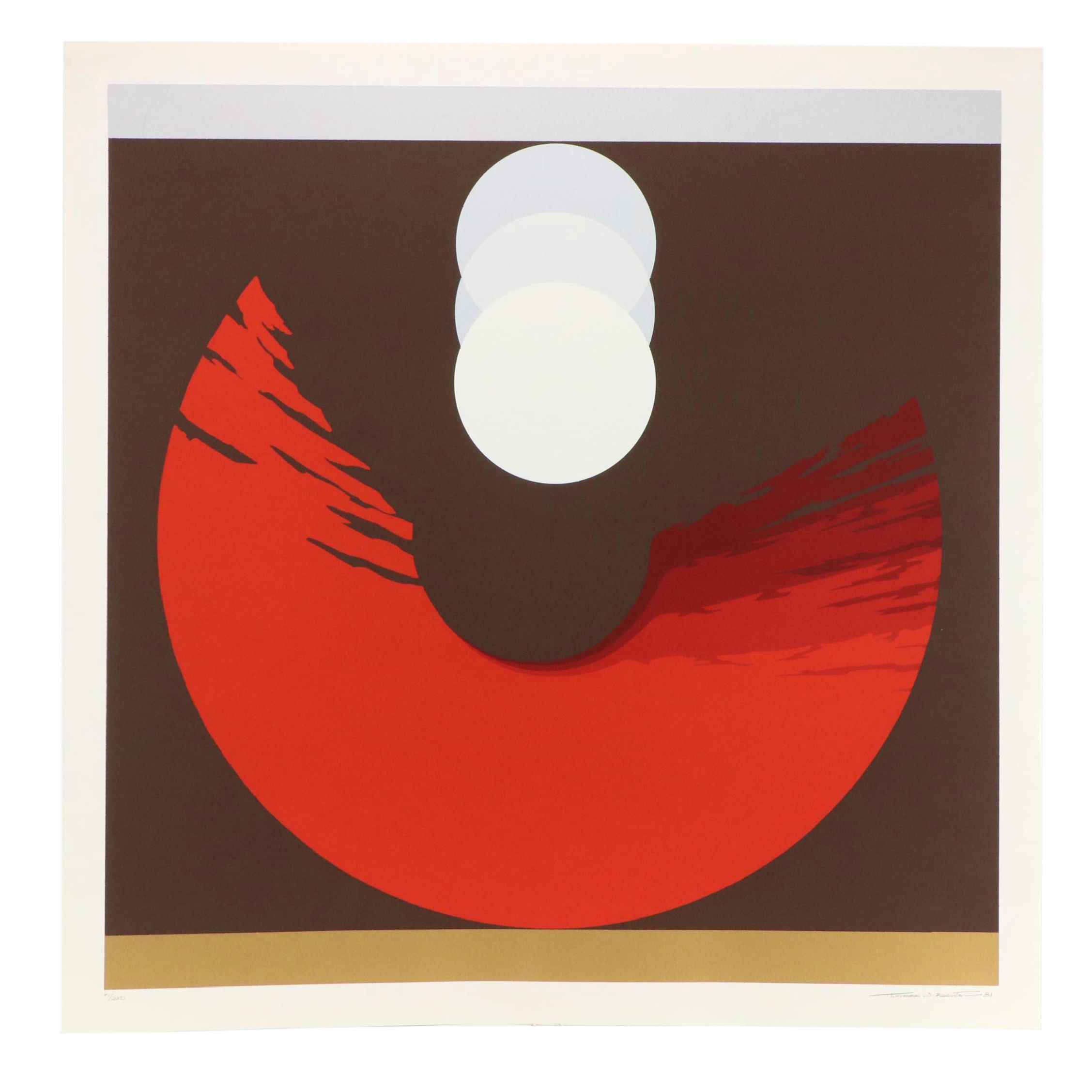 Thomas Whelan Benton Abstract Serigraph "Evolution Series – Red," 1981