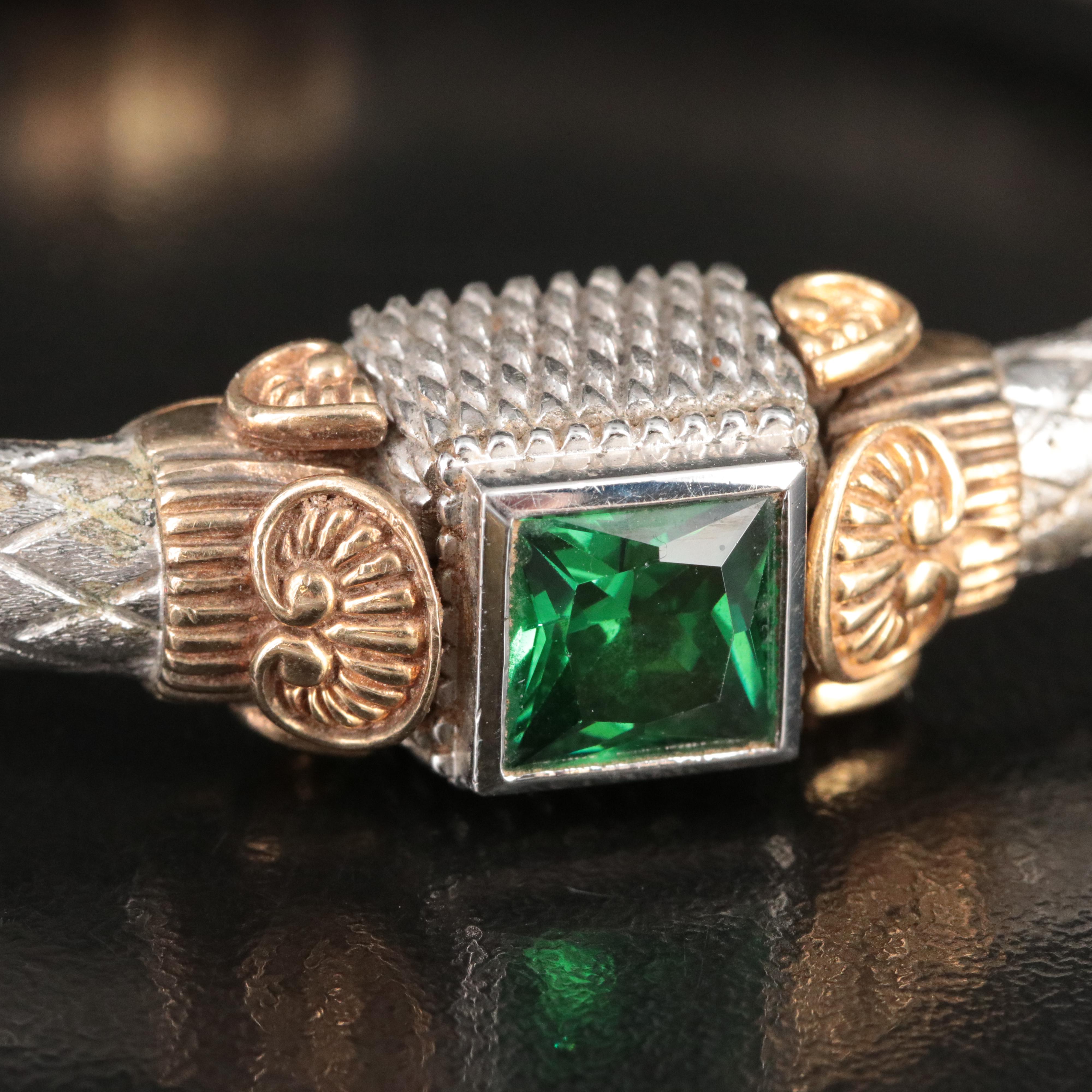 Goldman Kolber Caerleon Ceres Sterling, 14K and CZ Hinged Bracelet