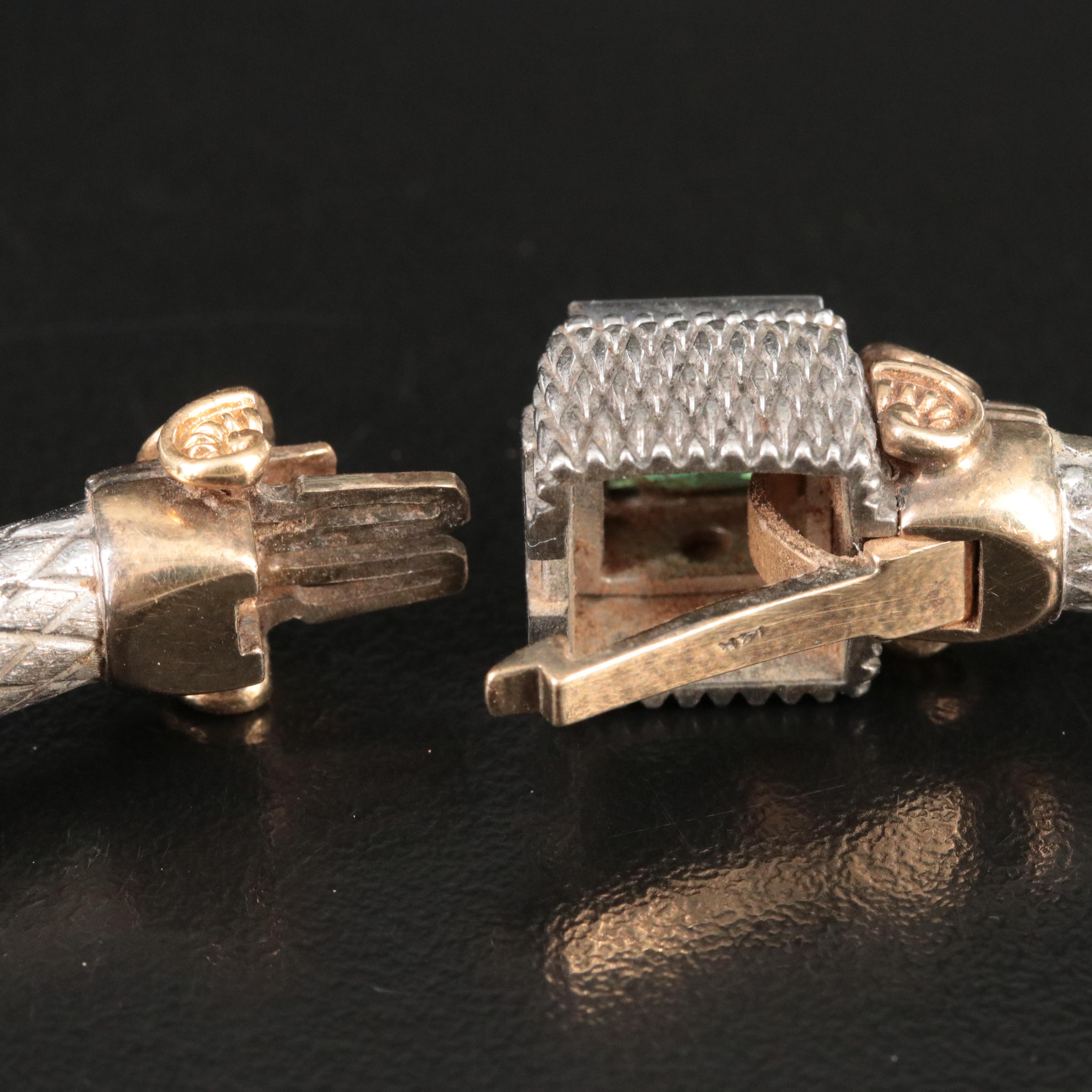 Goldman Kolber Caerleon Ceres Sterling, 14K and CZ Hinged Bracelet