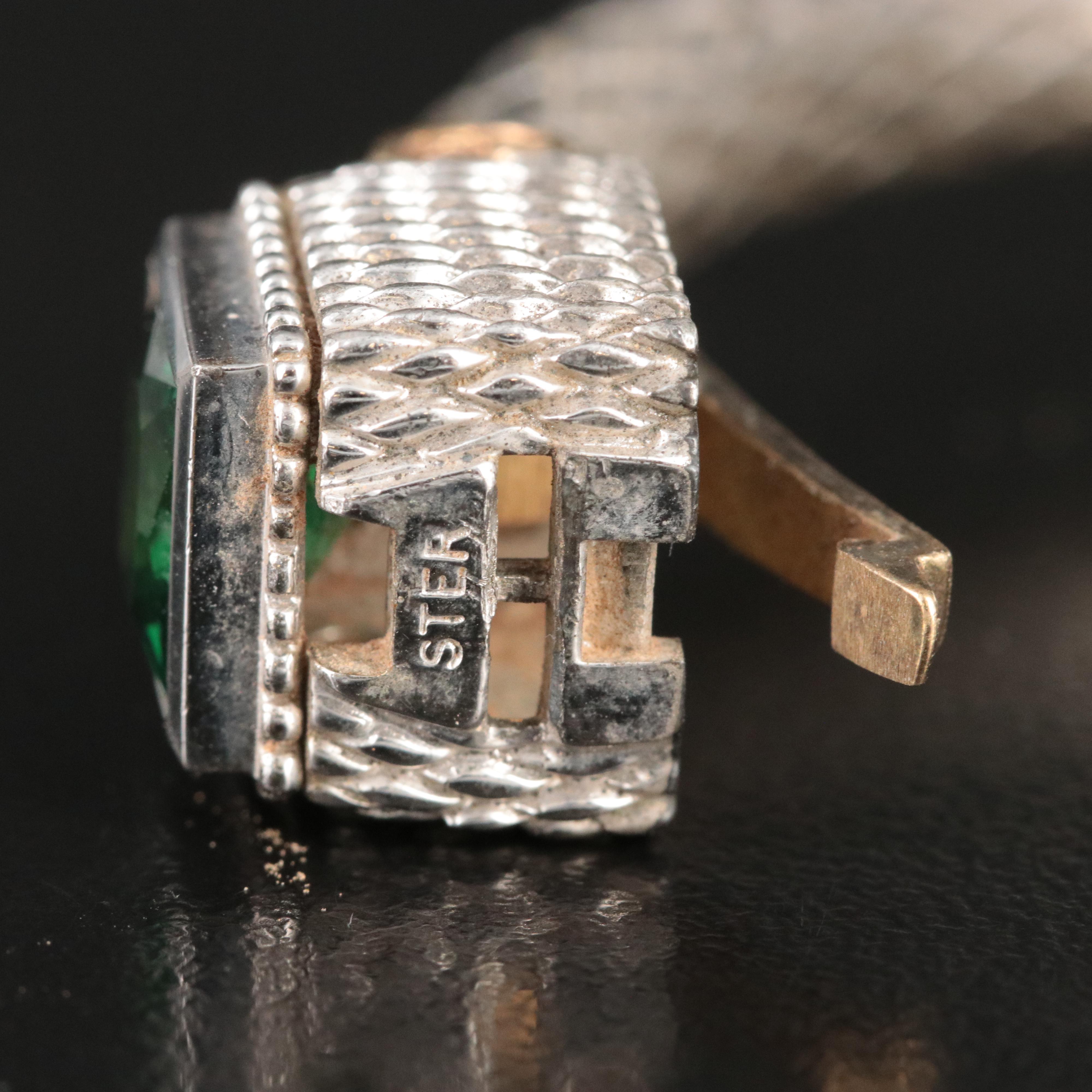 Goldman Kolber Caerleon Ceres Sterling, 14K and CZ Hinged Bracelet