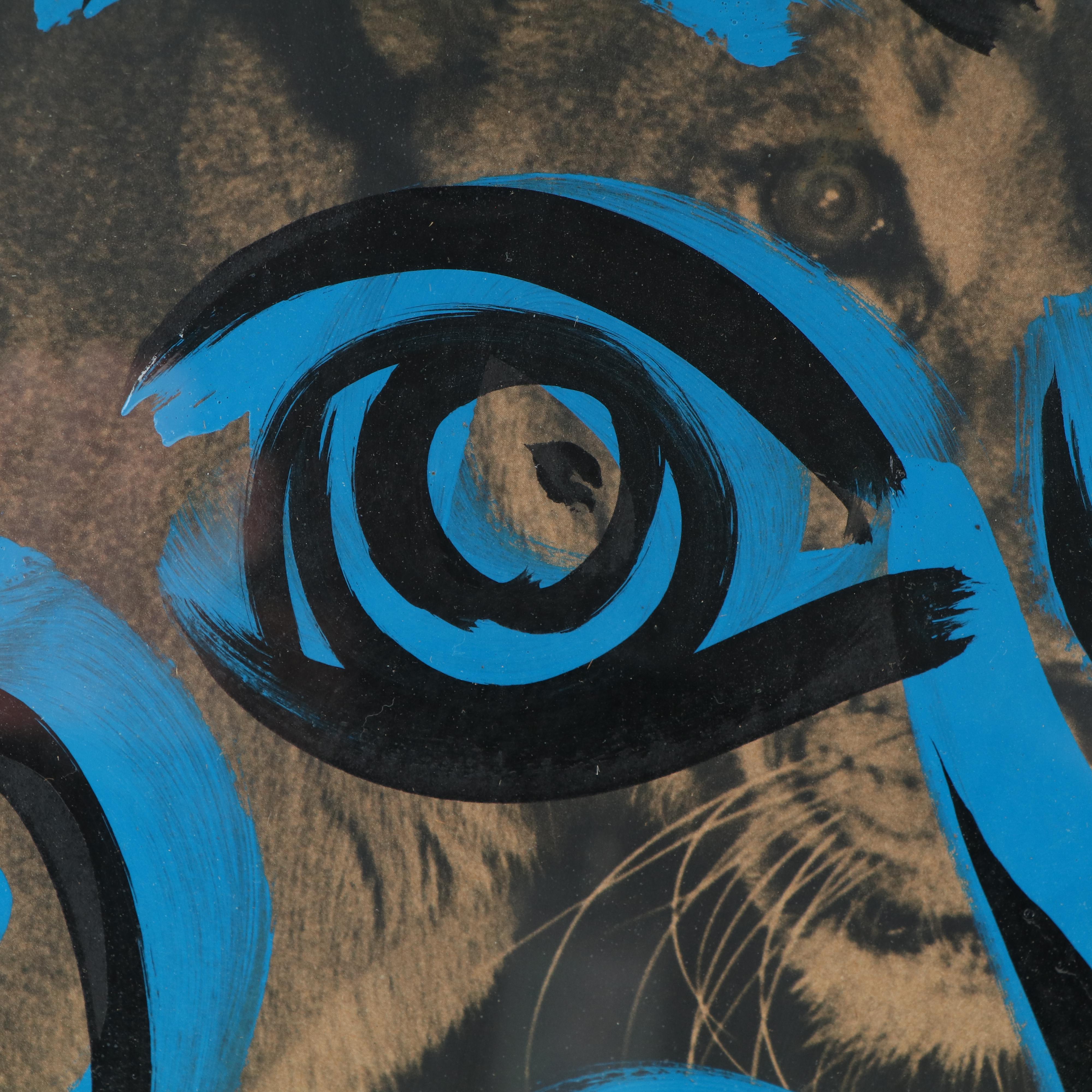 Peter Keil Abstract Acrylic Portrait Over Halftone of Lions