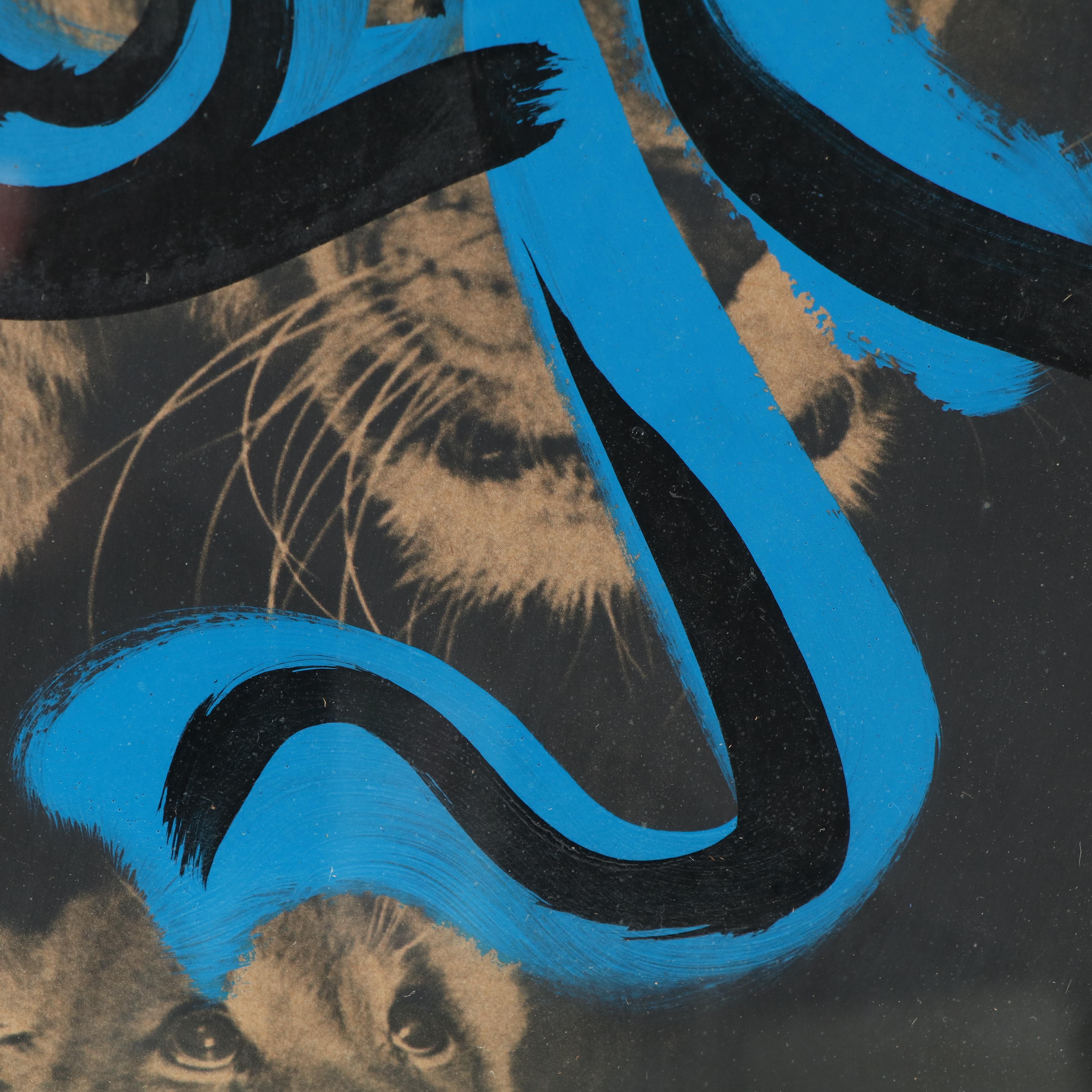 Peter Keil Abstract Acrylic Portrait Over Halftone of Lions