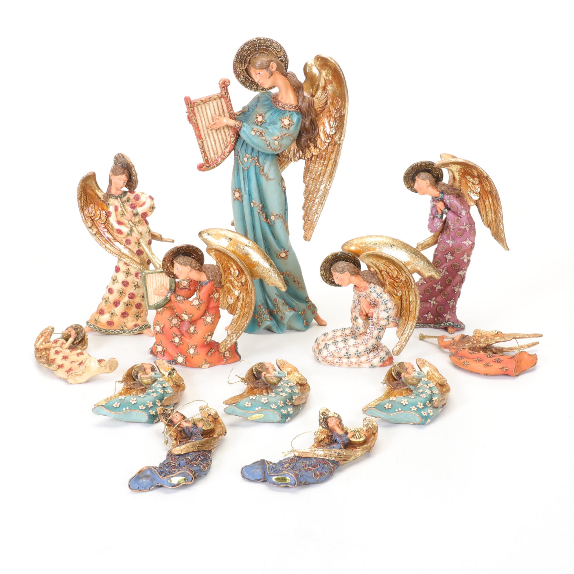 Gold Glitter Angel Ornaments and Figurines