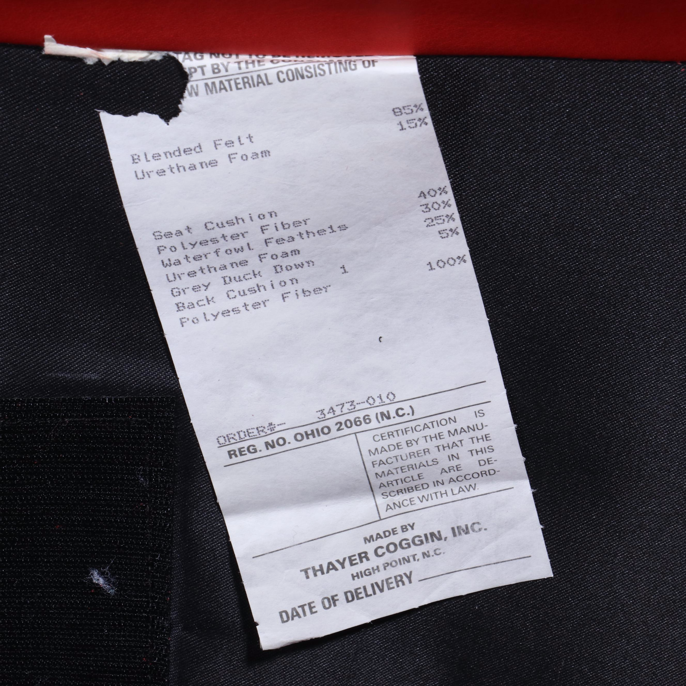 Pair of Thayer Coggin Red-Leather and Silver-Gilt Oversized Wingback Armchairs