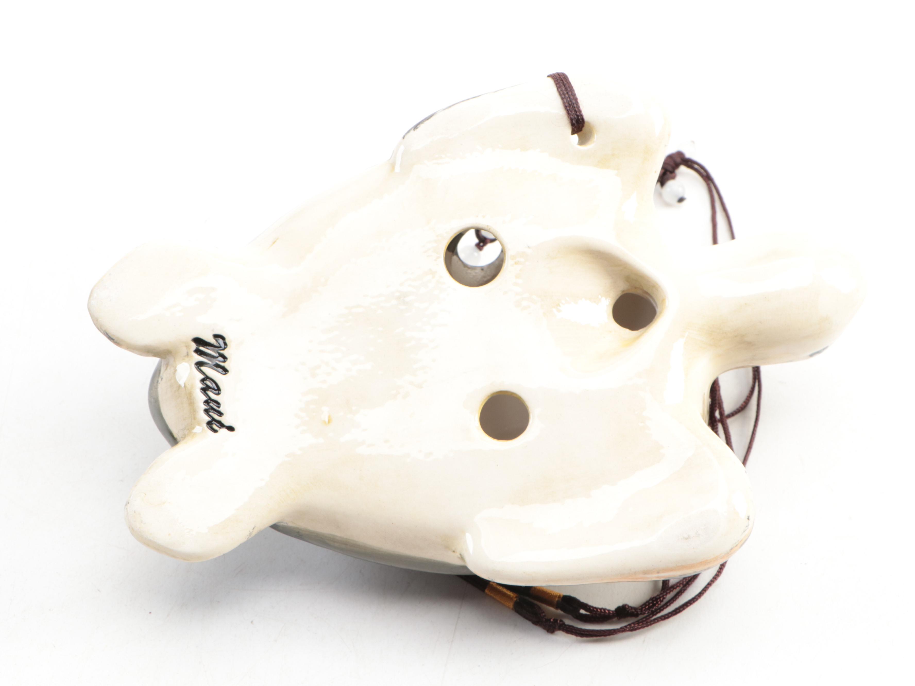 Wood Articulated Snake with Maui Turtle Ocarina and Wood Frog Guiro