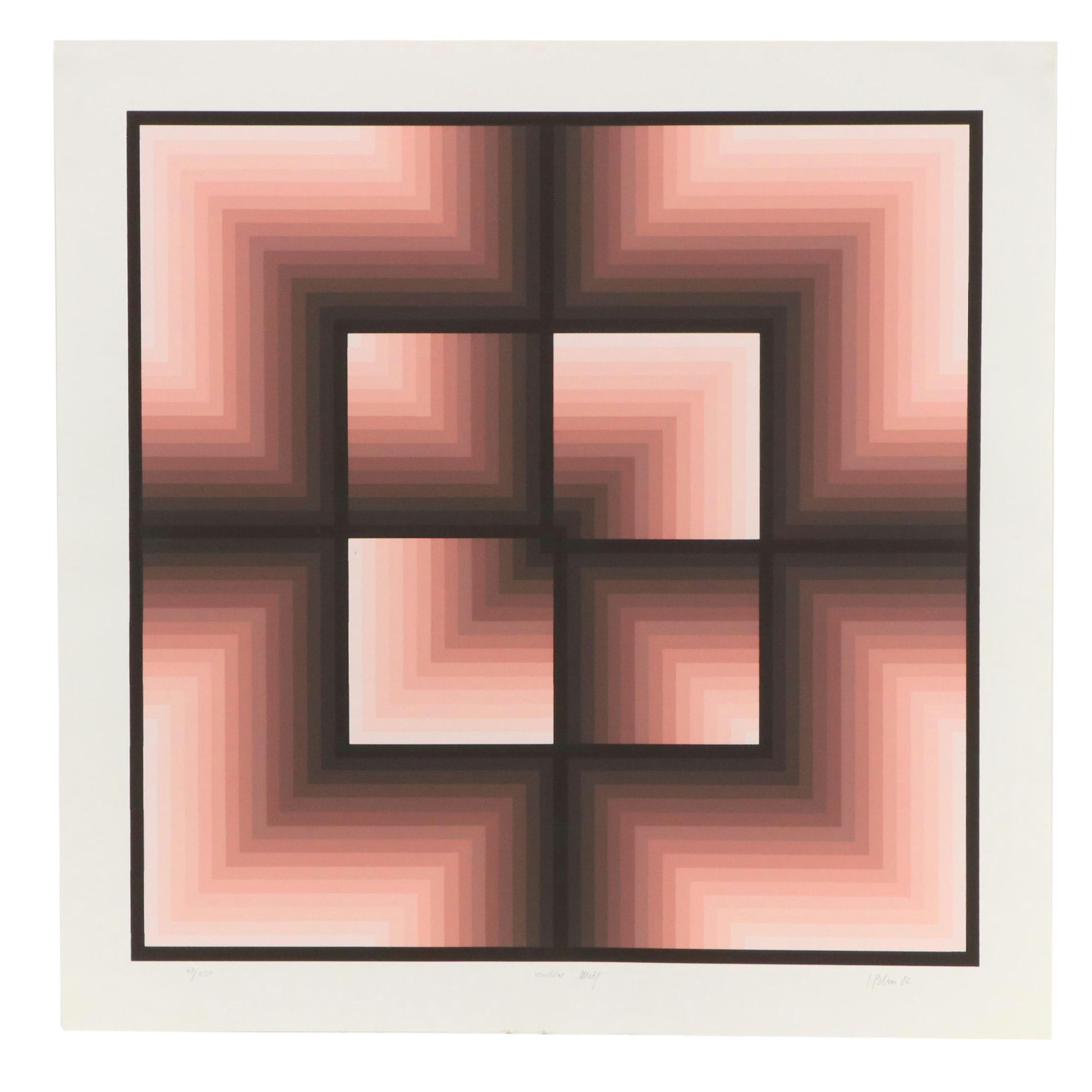 Jurgen Peters Op Art Serigraph "Window Motif," 1982