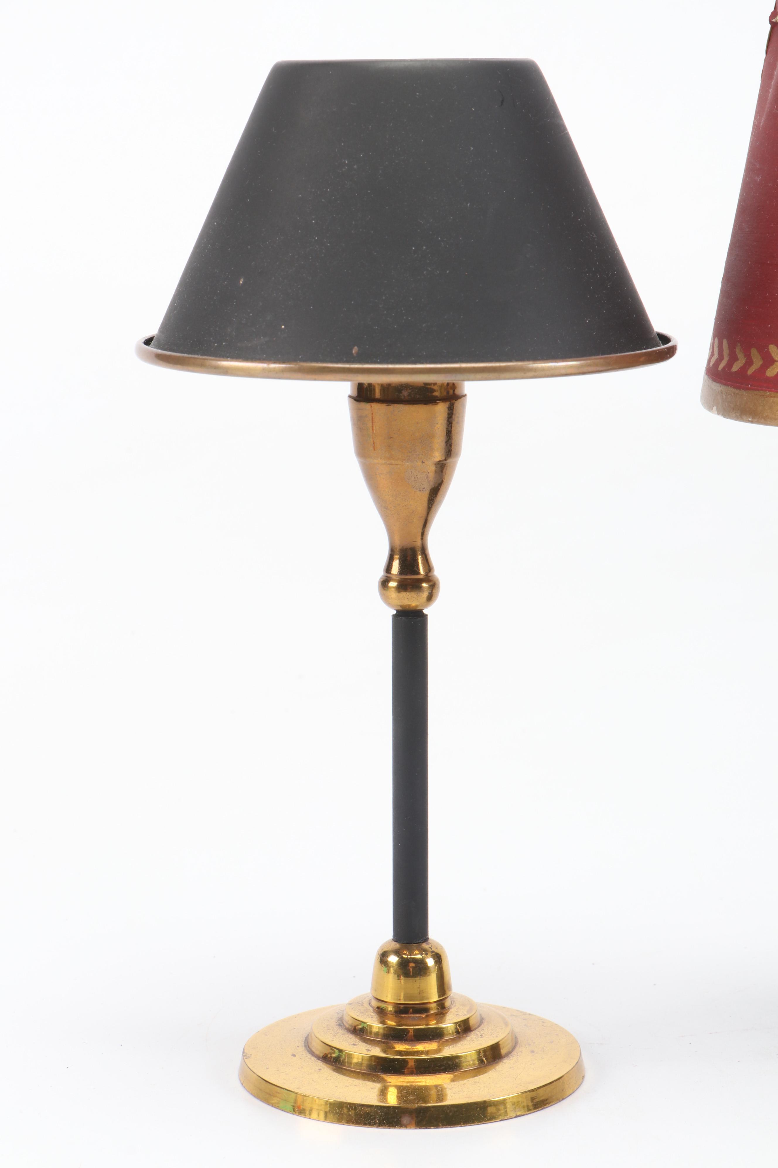 Wong Li Porcelain Ormolu Mount Tray, Toleware Candlestick Lamps, Coat Hooks