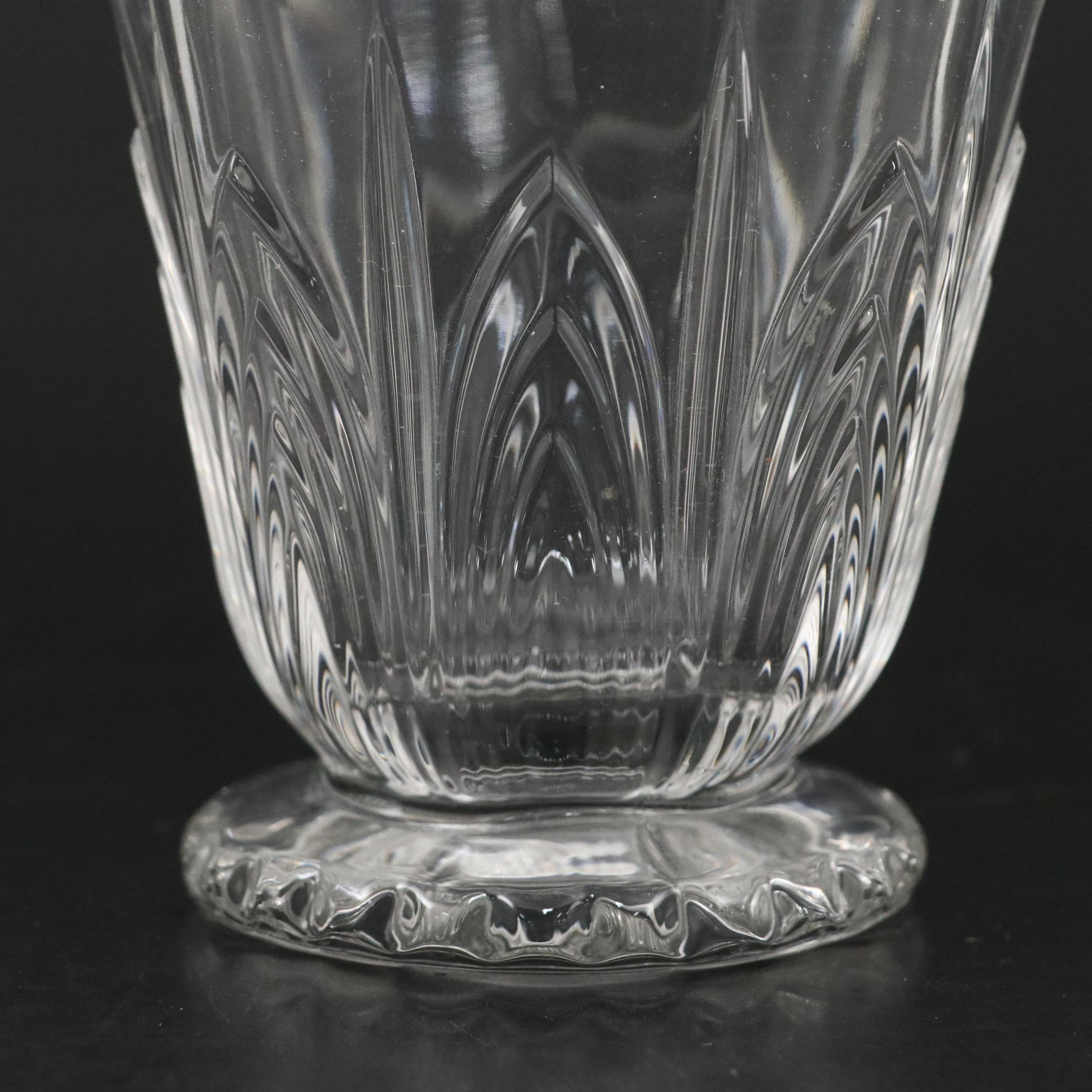 Heisey "Orchid" Three-Arm Candlesticks with Trumpet Bouquet Vase