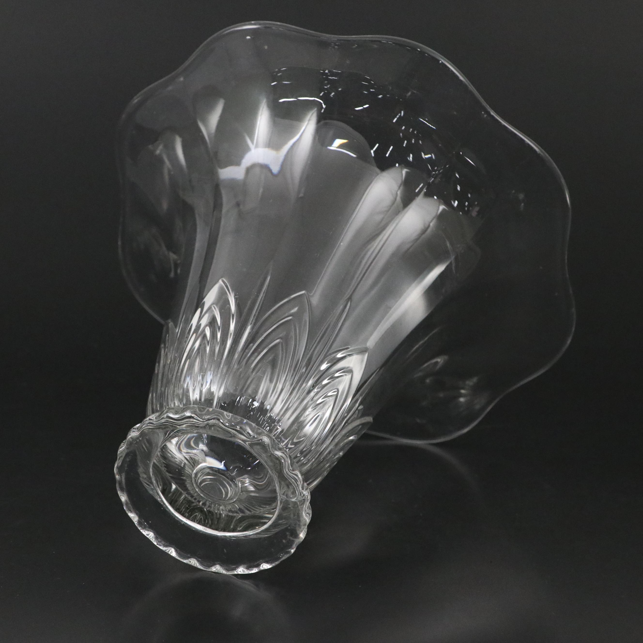 Heisey "Orchid" Three-Arm Candlesticks with Trumpet Bouquet Vase