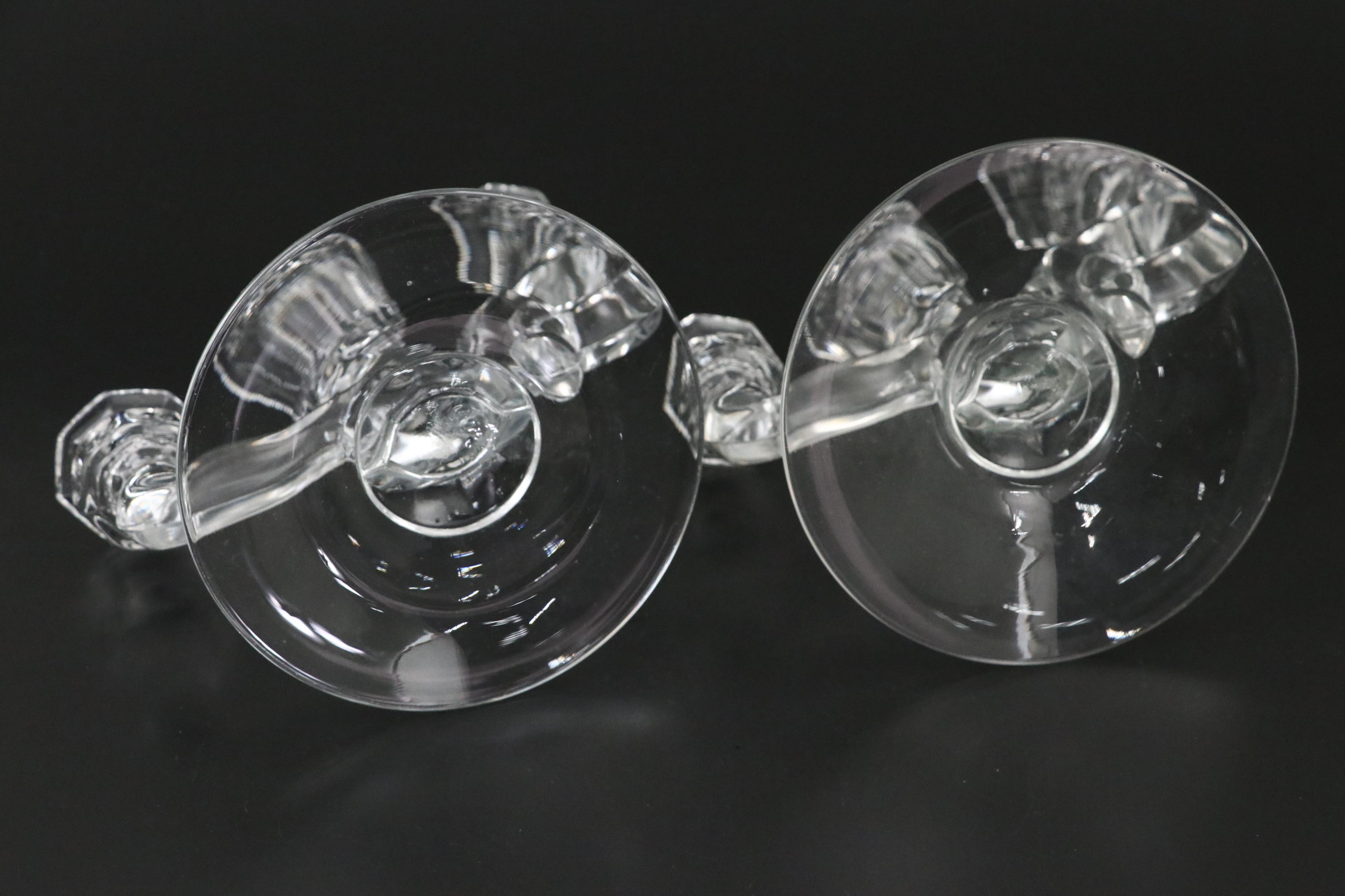 Heisey "Orchid" Three-Arm Candlesticks with Trumpet Bouquet Vase