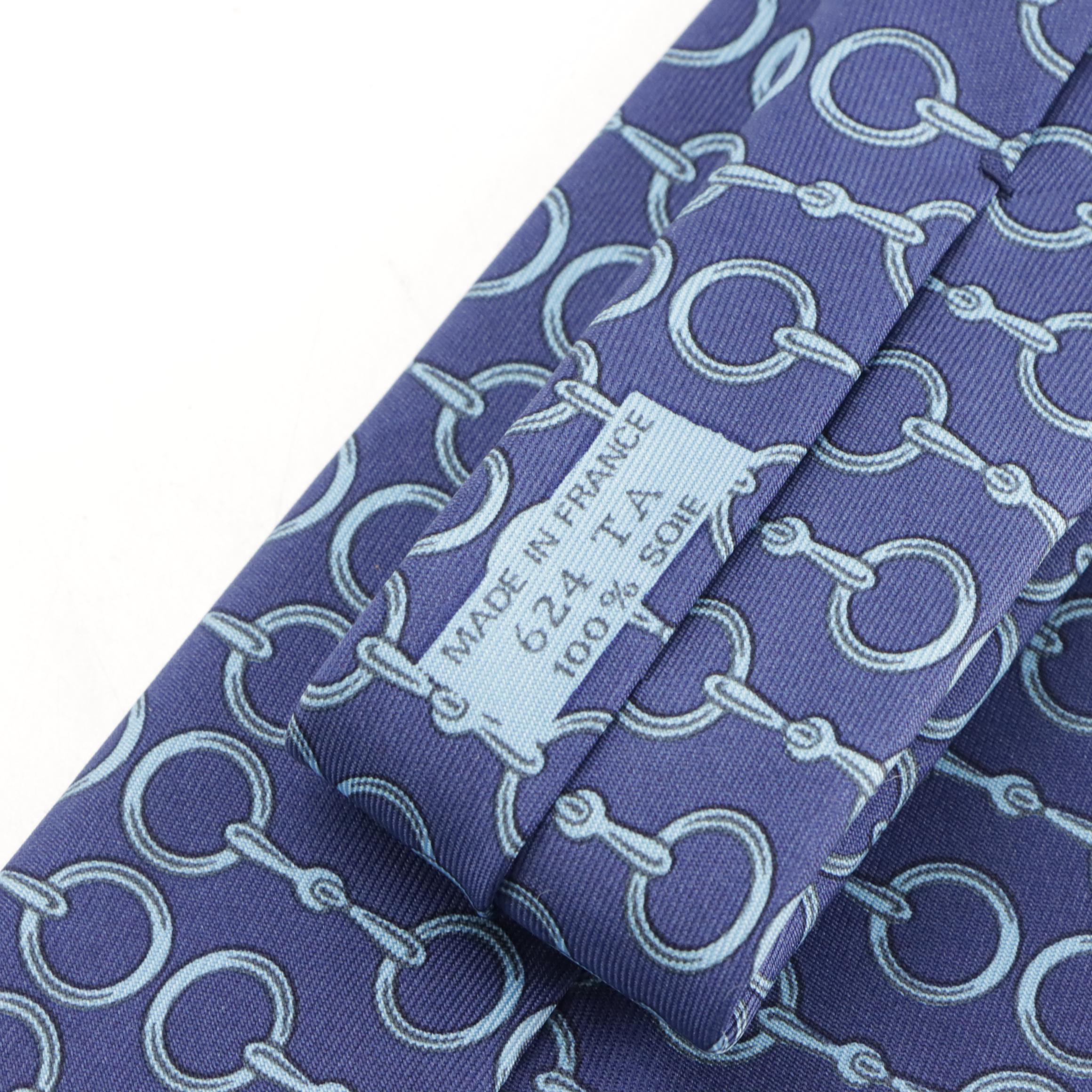 Hermès Horsebit Pattern 624 TA Necktie in Silk Twill