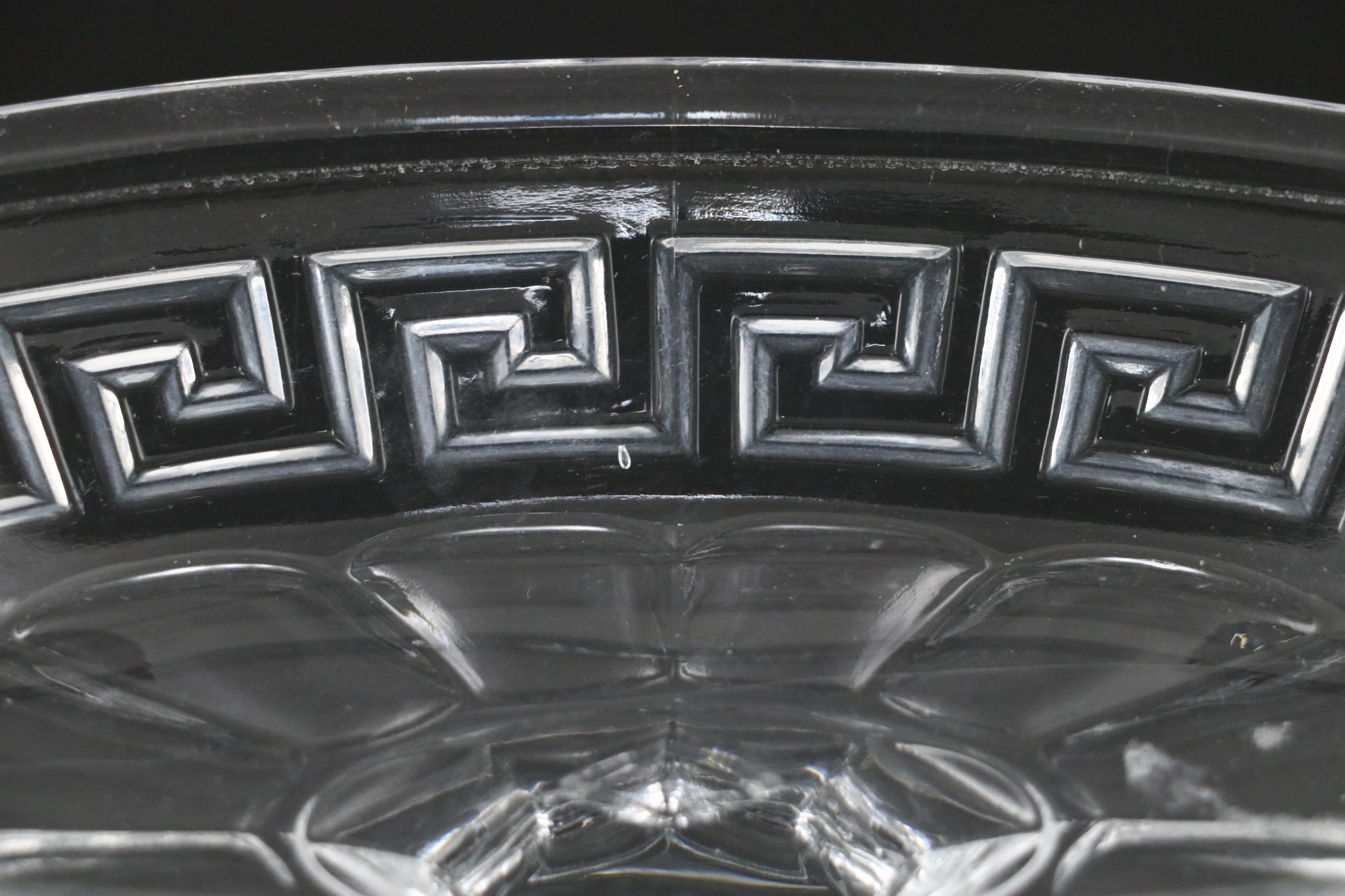 Heisey "Greek Key"  Almond Shaped Compotes and Serving Bowl, 1912-1938