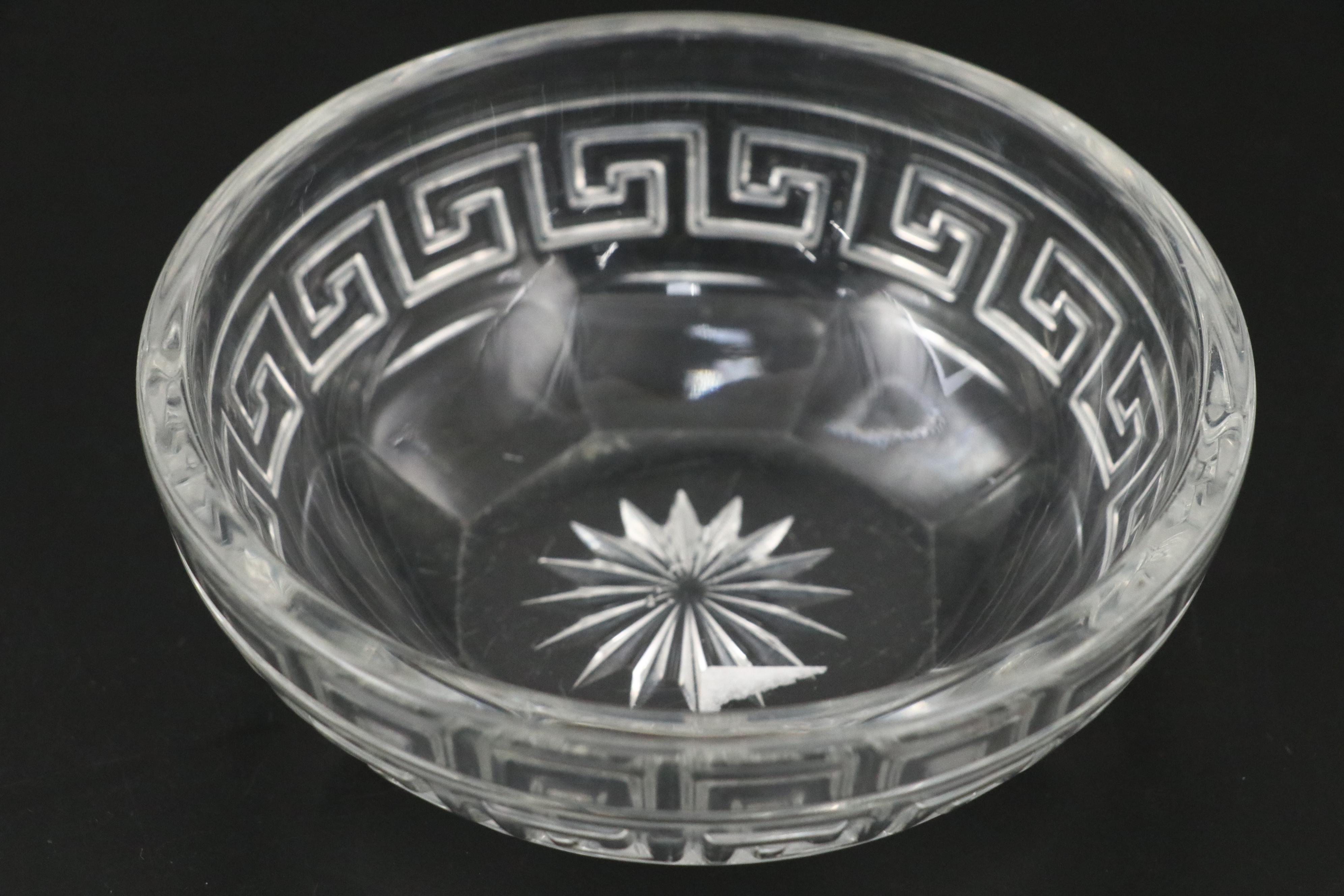 Heisey "Greek Key"  Almond Shaped Compotes and Serving Bowl, 1912-1938