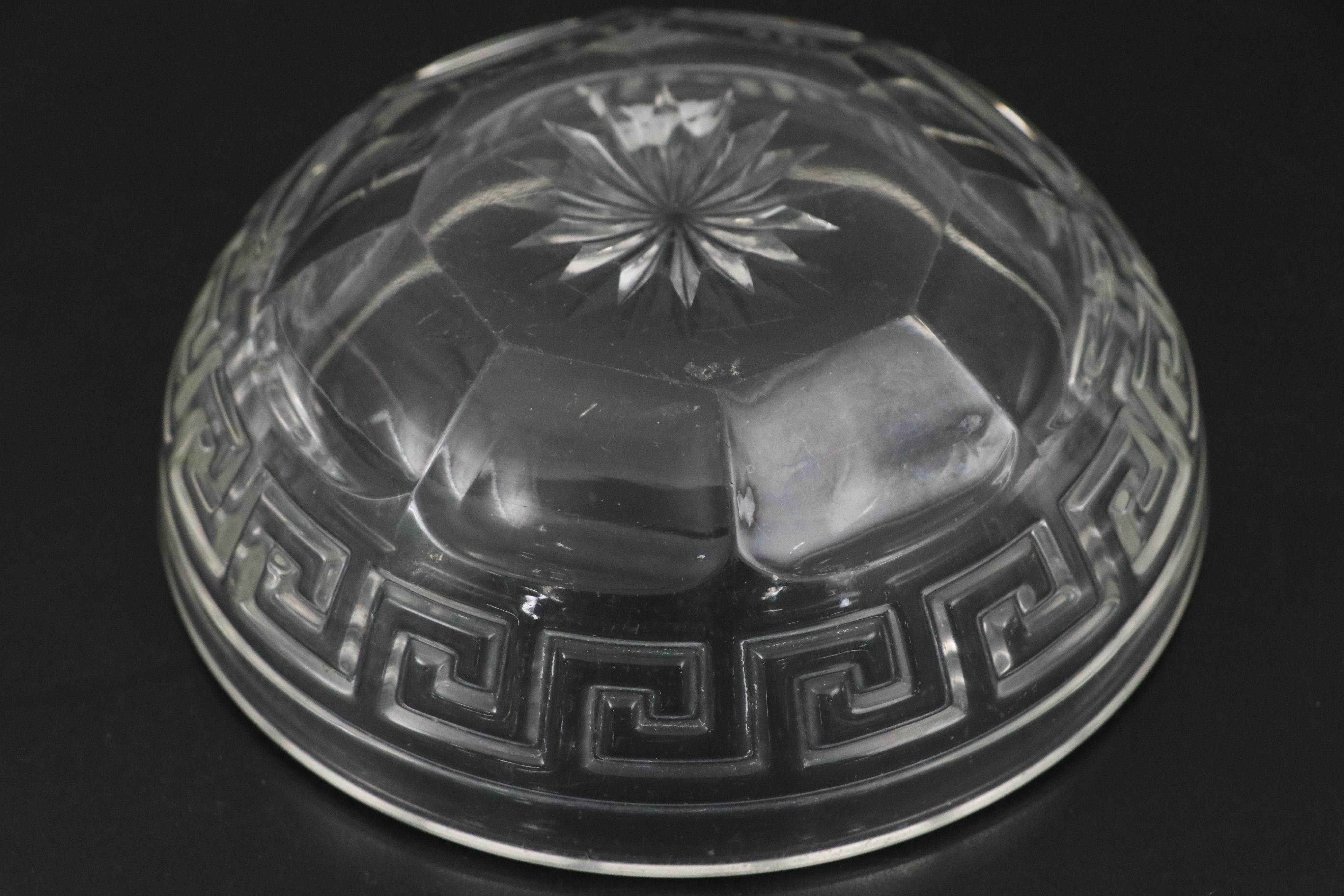 Heisey "Greek Key"  Almond Shaped Compotes and Serving Bowl, 1912-1938