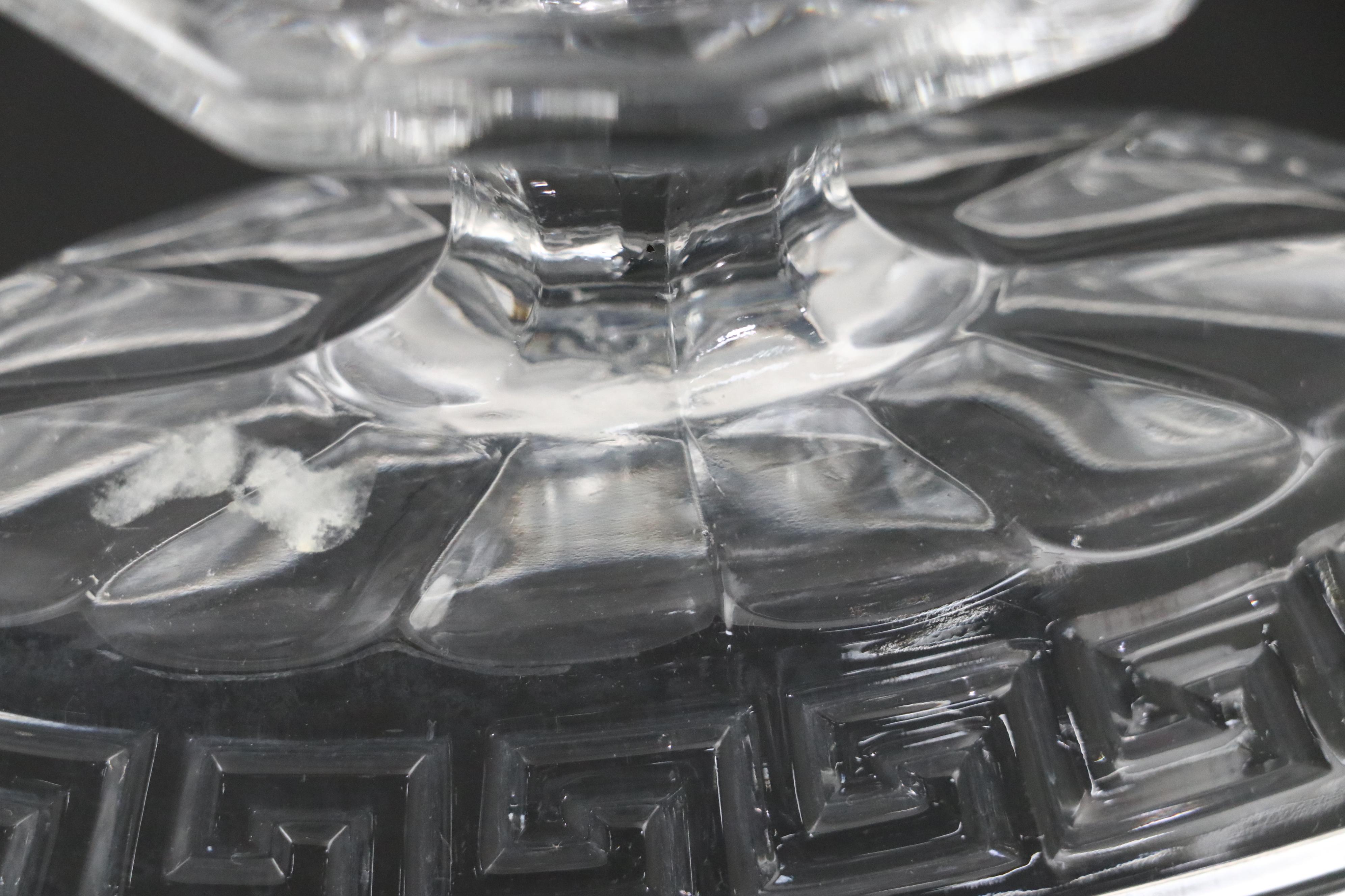 Heisey "Greek Key"  Almond Shaped Compotes and Serving Bowl, 1912-1938