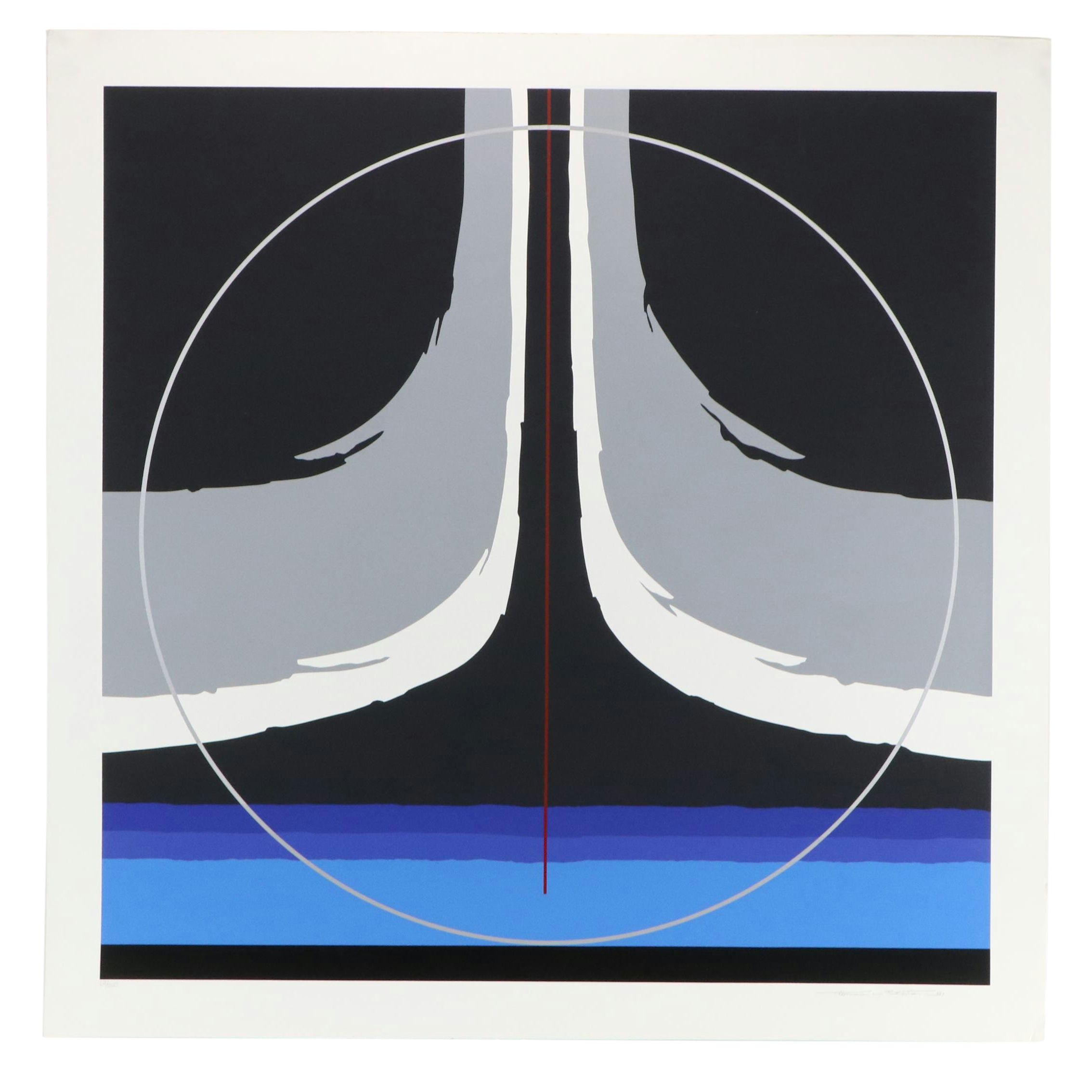 Thomas Whelan Benton Abstract Serigraph "Earthline Red," 1981