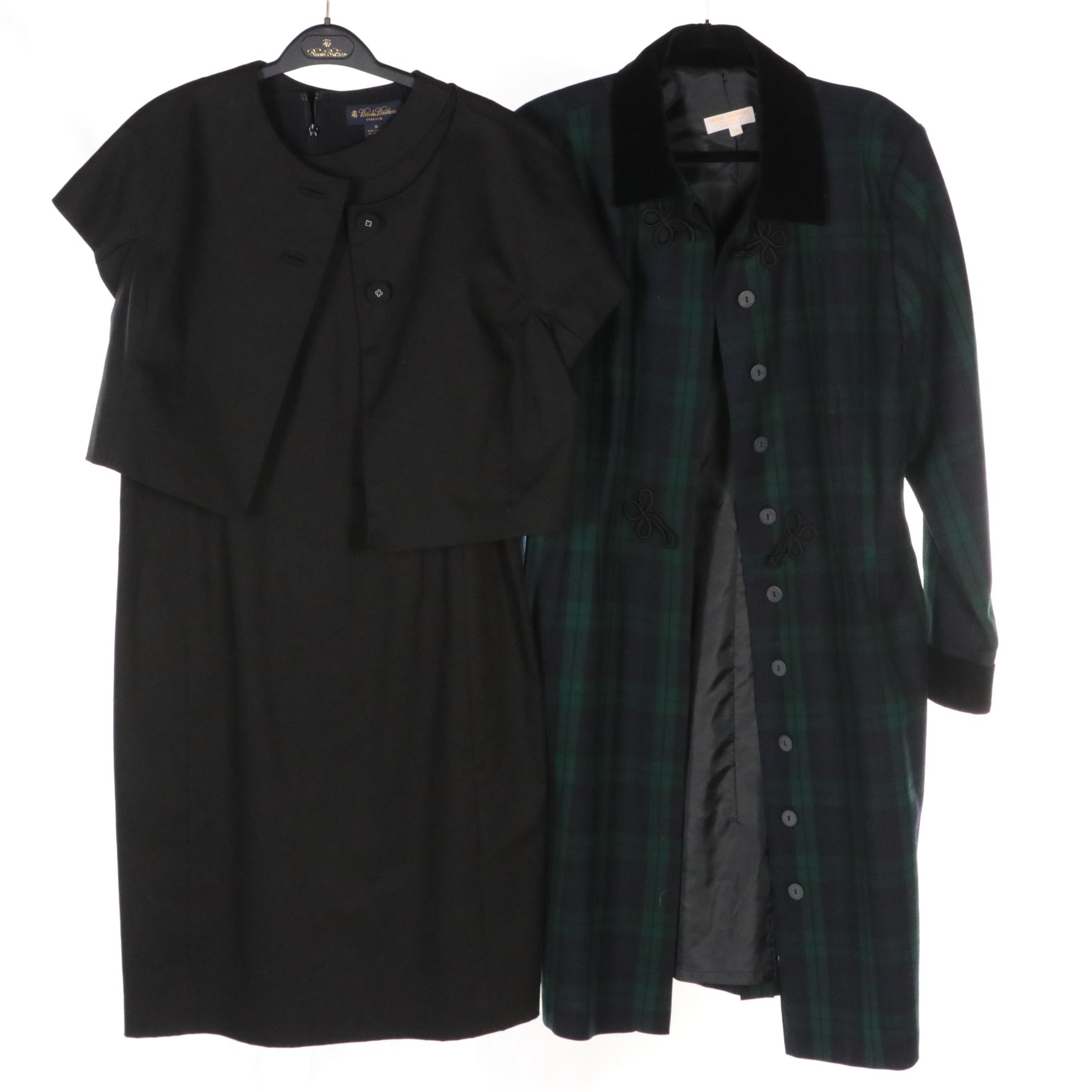 Brooks Brothers Tartan Plaid Wool Dress Coat and Two-Piece Dress Set