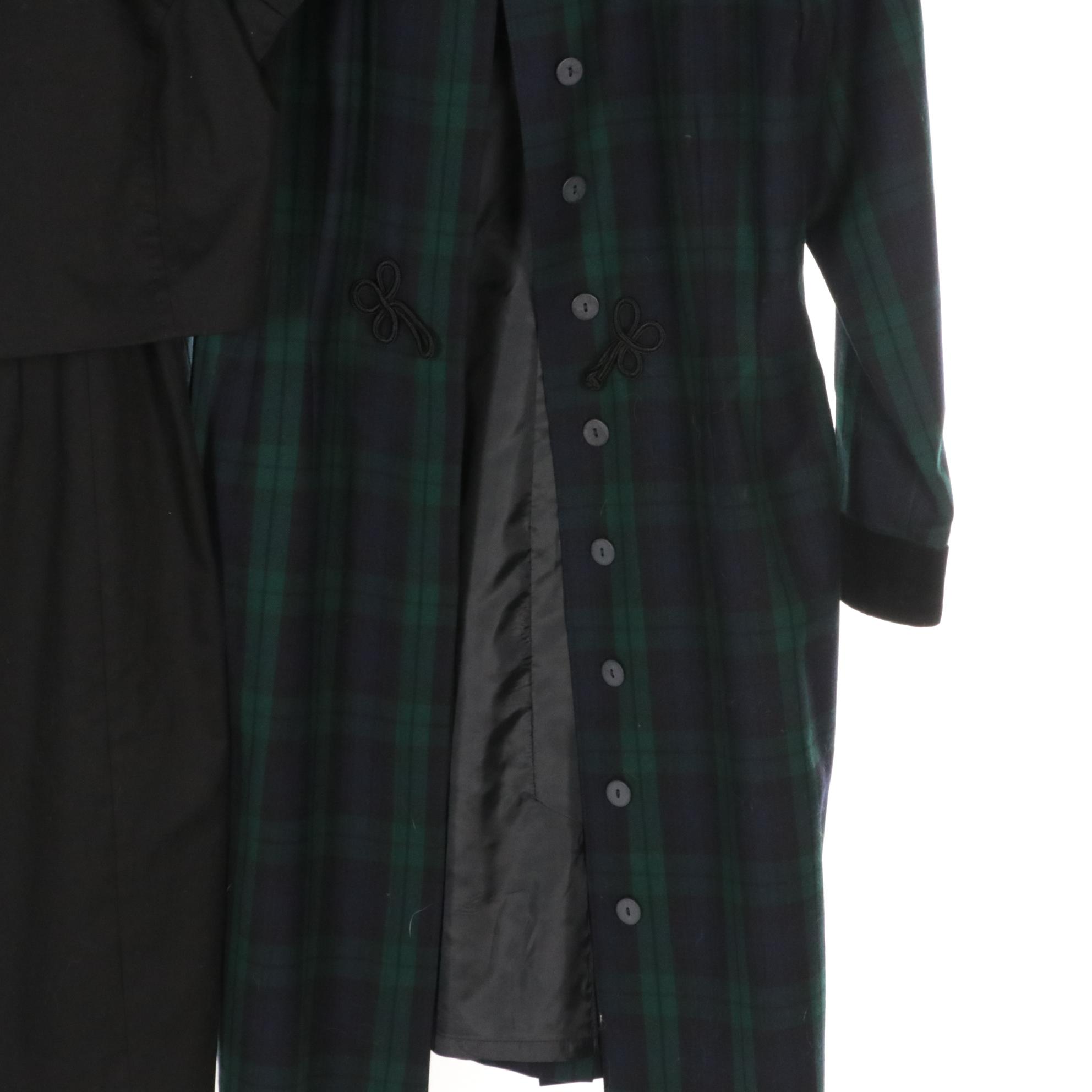 Brooks Brothers Tartan Plaid Wool Dress Coat and Two-Piece Dress Set