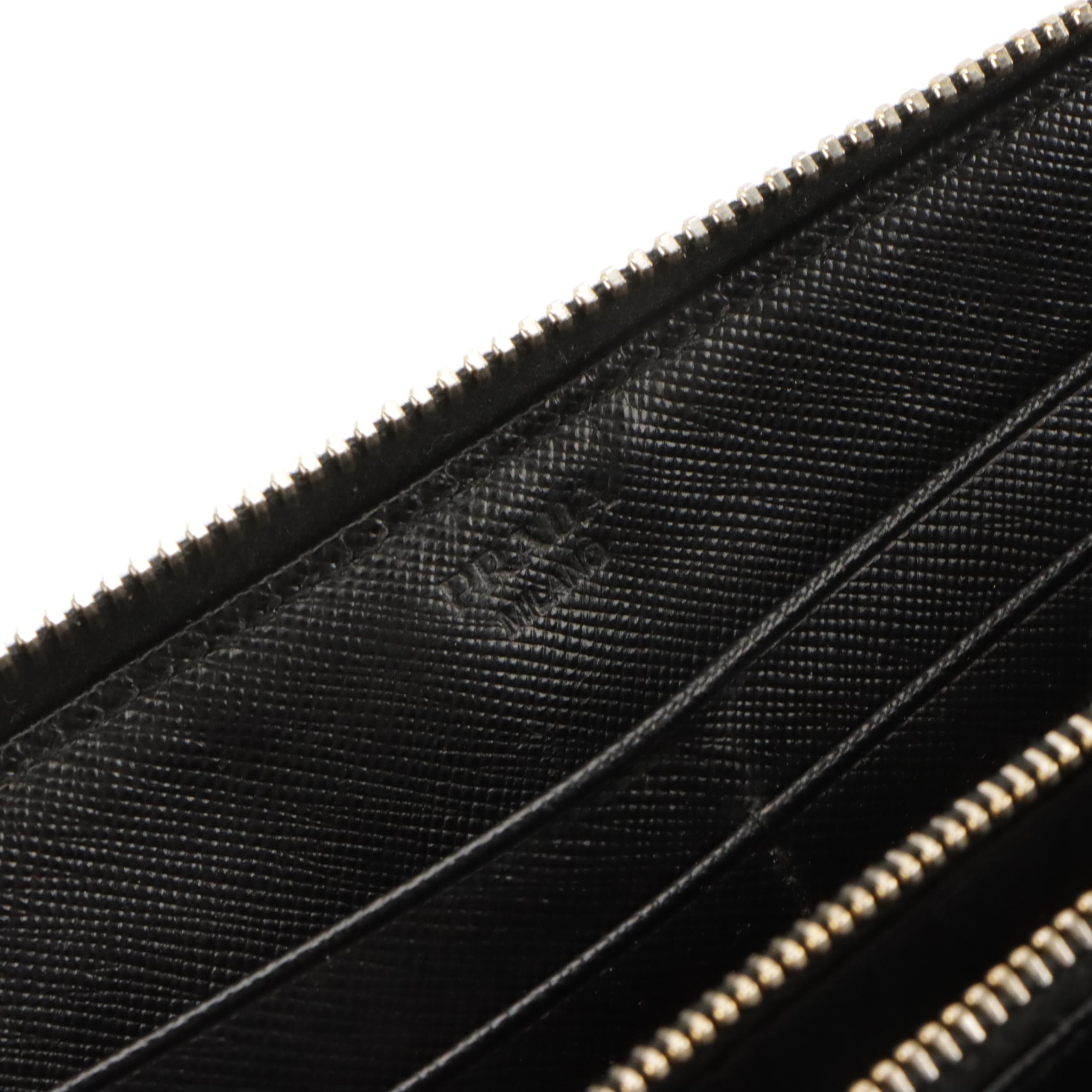 Prada Black Saffiano Zip-Around Wallet
