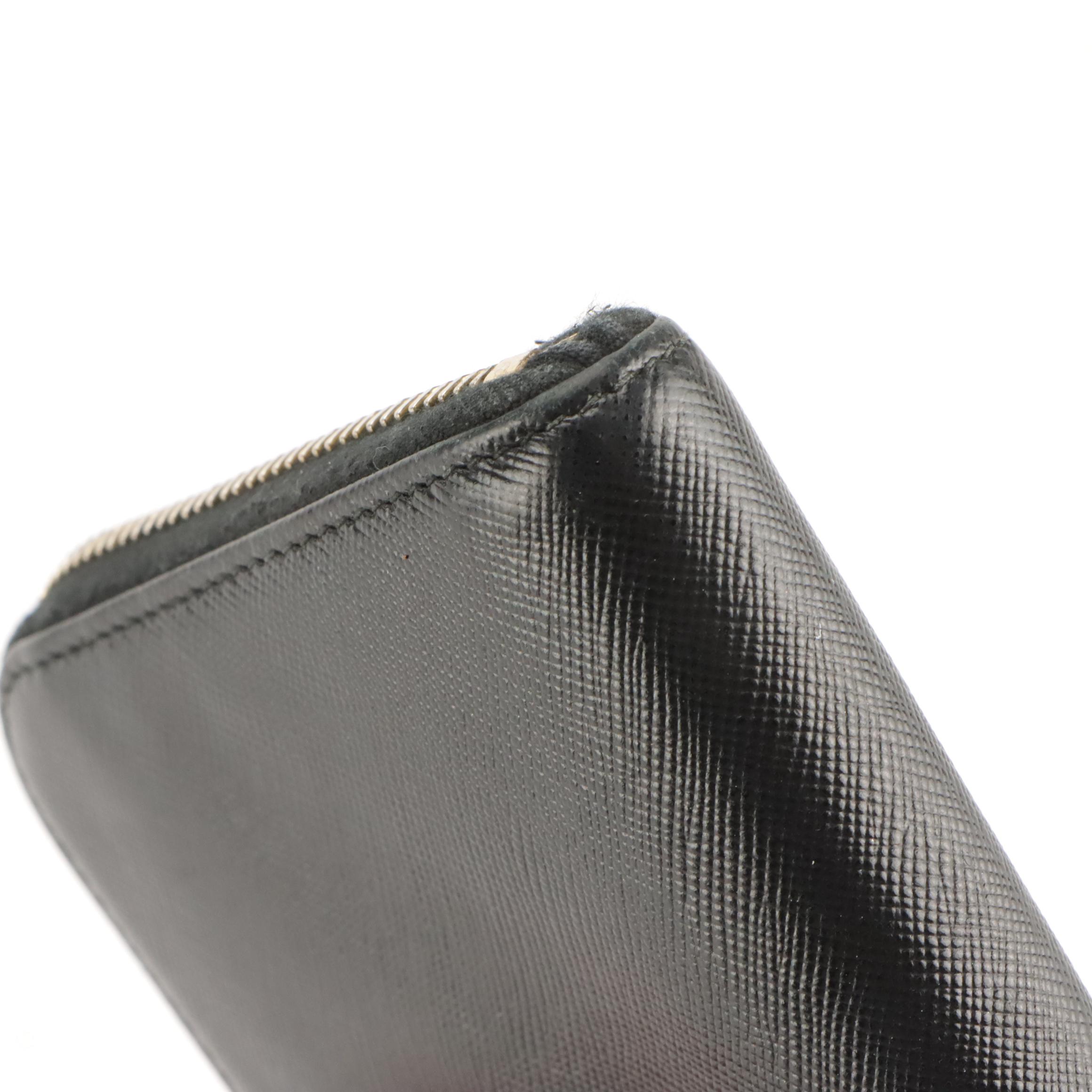 Prada Black Saffiano Zip-Around Wallet