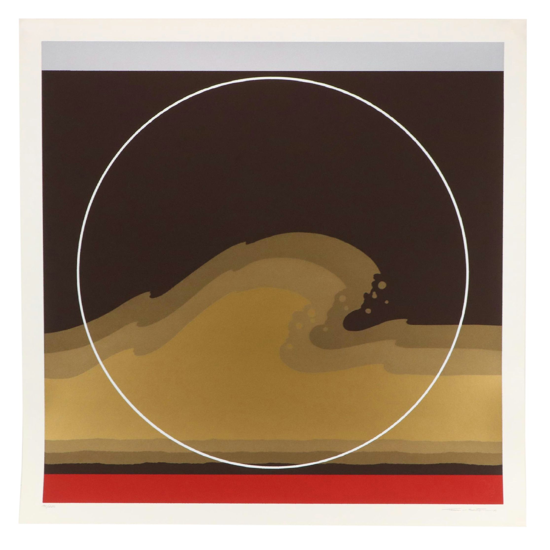 Thomas W. Benton Abstract Serigraph "Golden Waves," 1979
