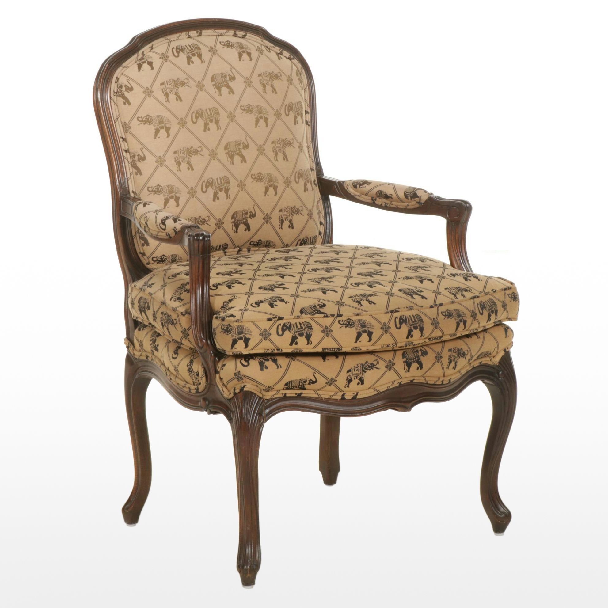 Louis XV Style Mahogany Armchair, Mid to Late 20th Century