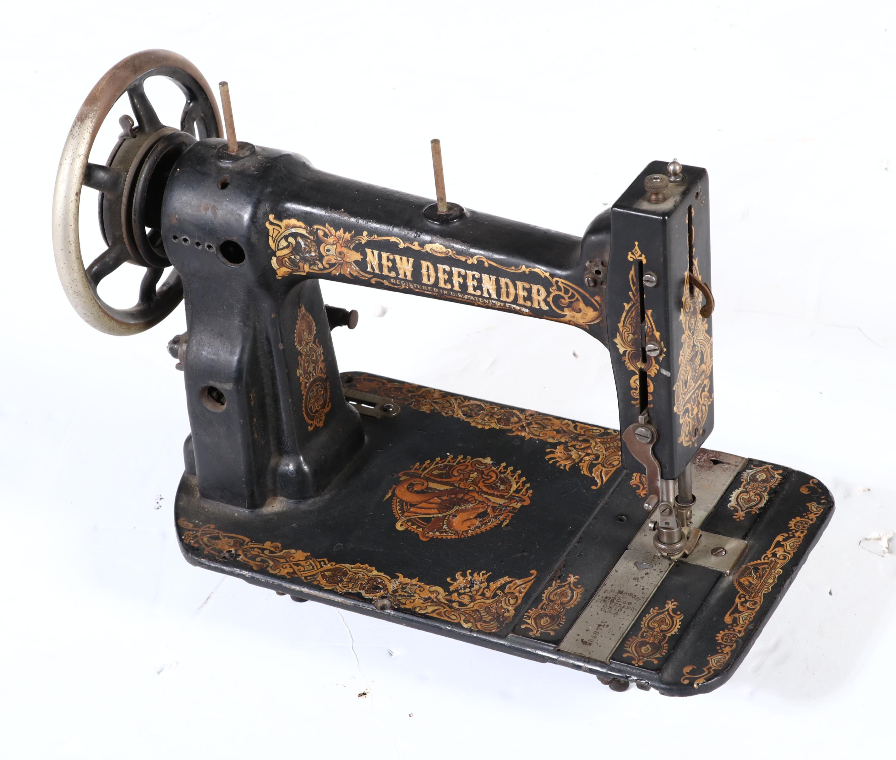 A.G. Mason "New Defender" Antique Cast Iron Sewing Machine, Circa 1906-1916