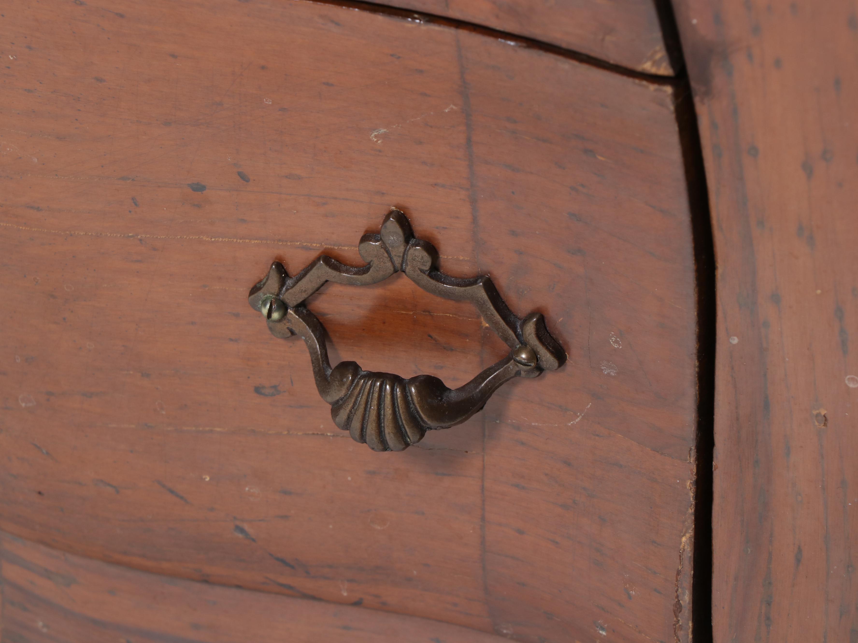 Small Italian Louis XV Style Olive Wood Three-Drawer Bombé Commode