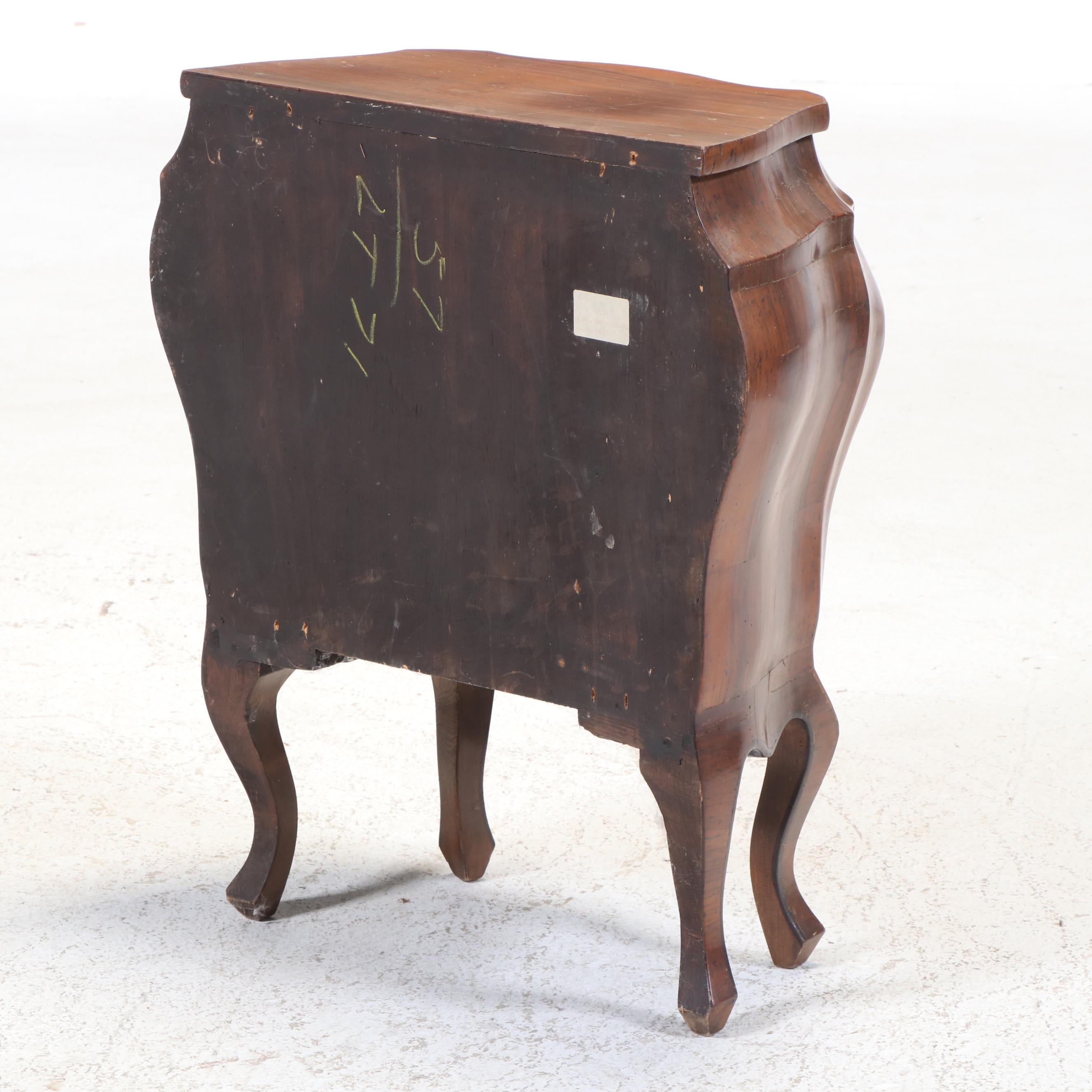 Small Italian Louis XV Style Olive Wood Three-Drawer Bombé Commode