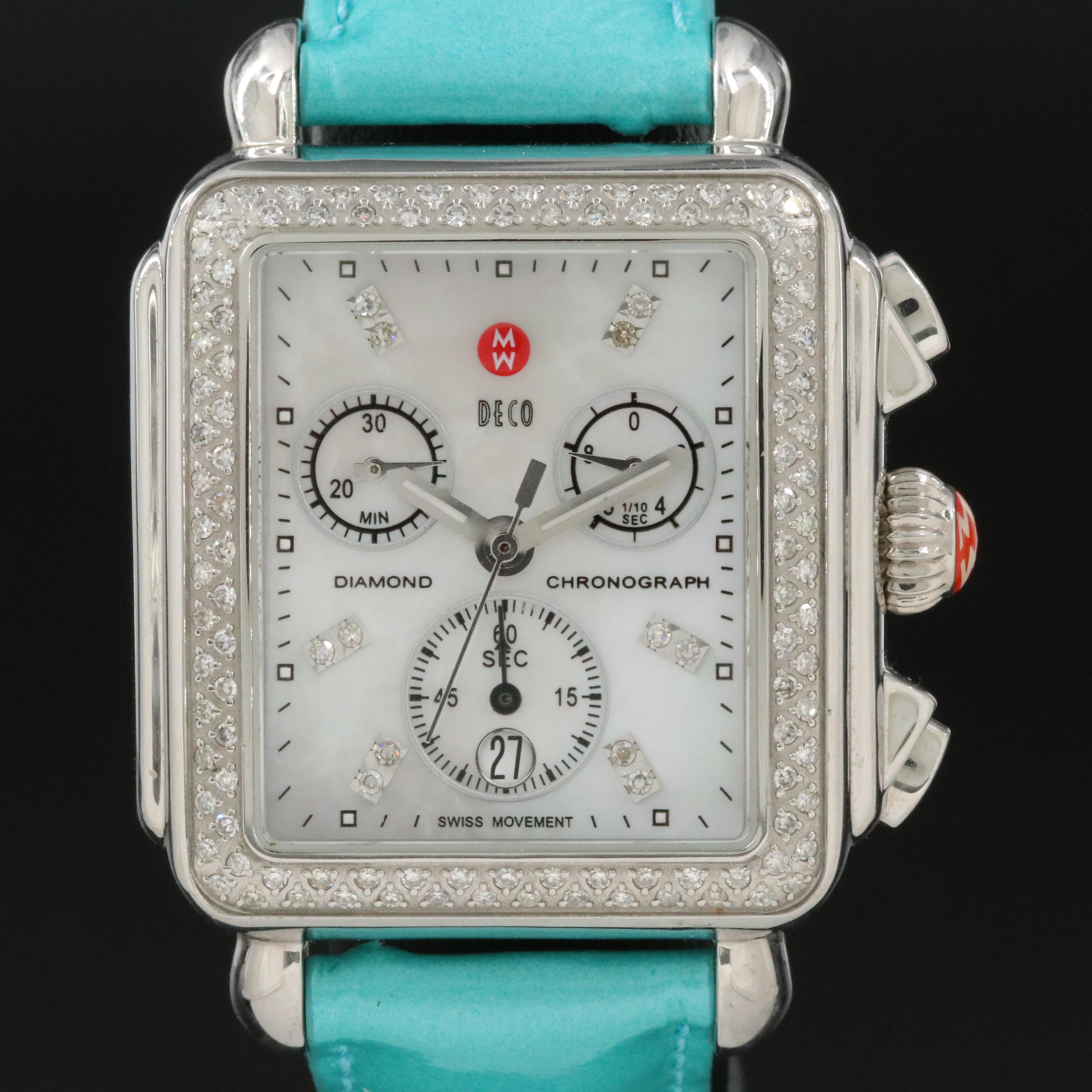 Michele Deco Diamond Chronograph Mother-of-Pearl Quartz Watch
