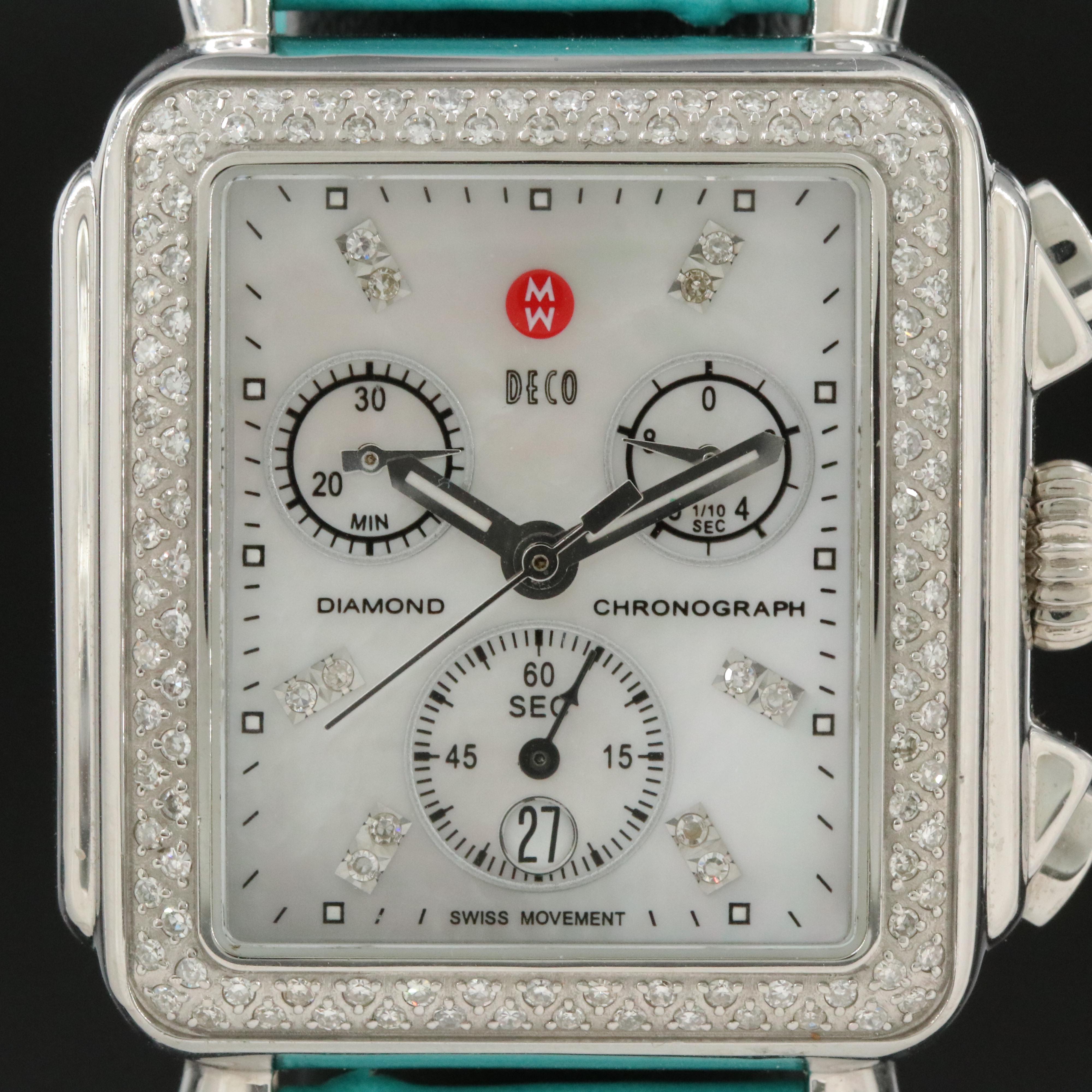 Michele Deco Diamond Chronograph Mother-of-Pearl Quartz Watch