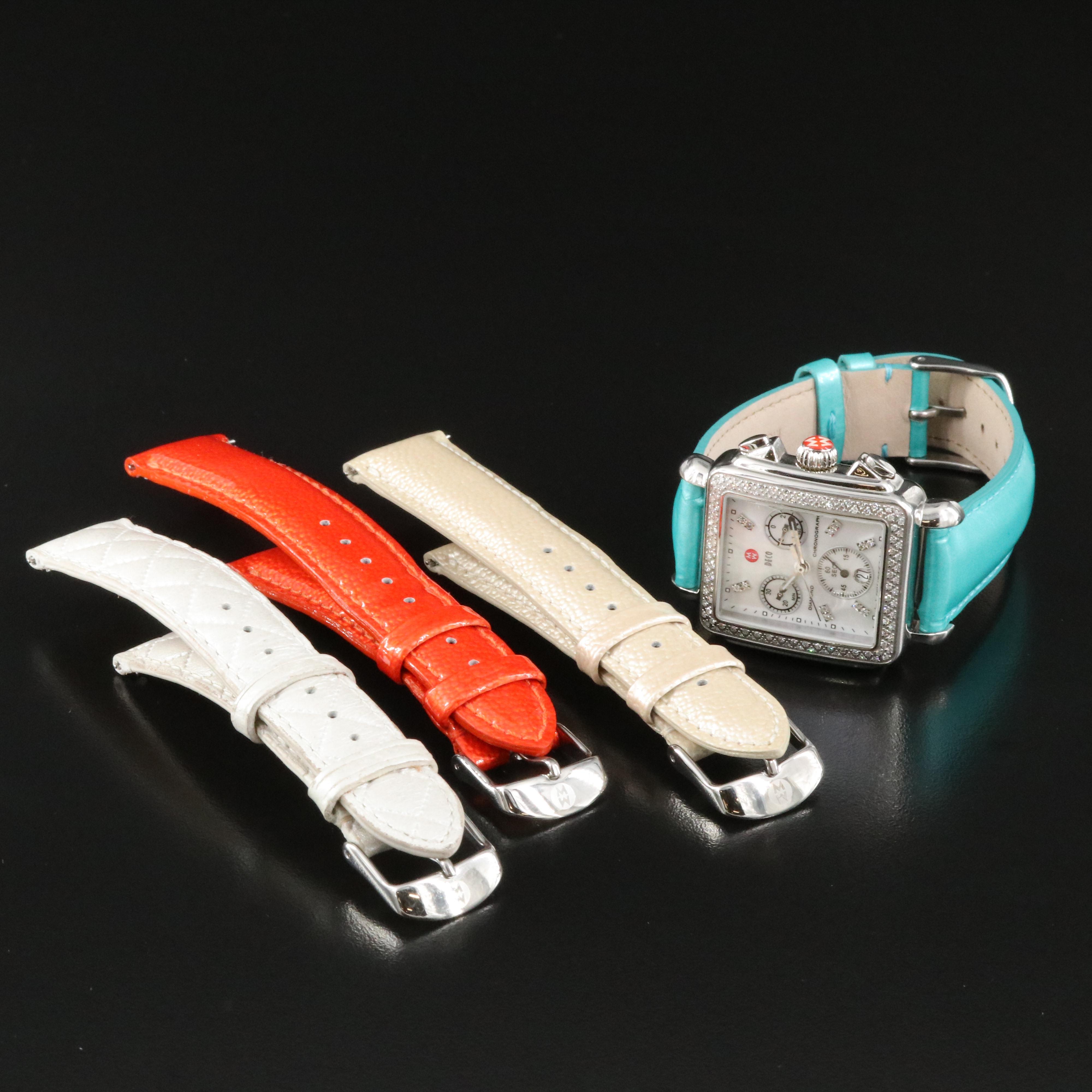 Michele Deco Diamond Chronograph Mother-of-Pearl Quartz Watch