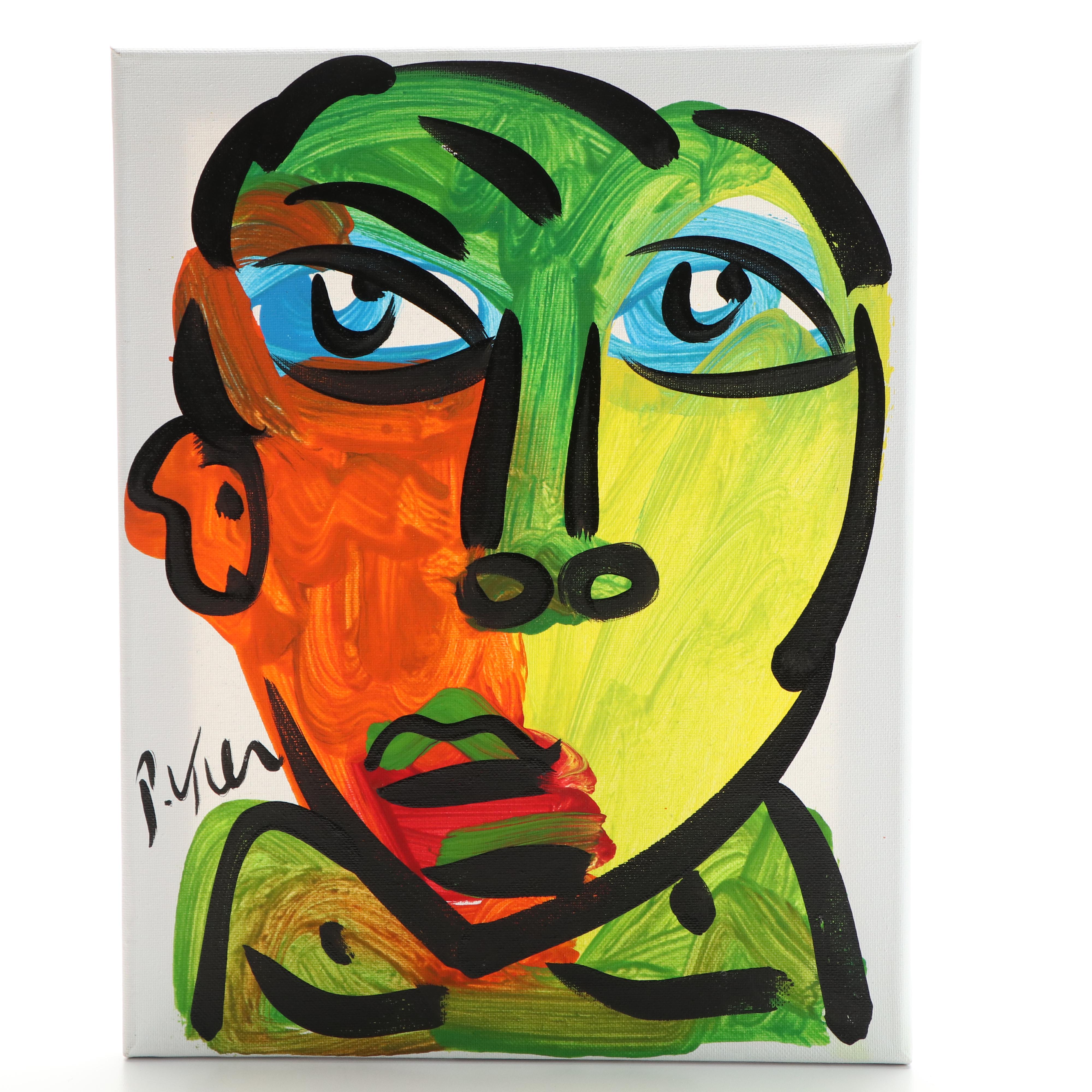 Peter Keil Abstract Portrait Acrylic Painting